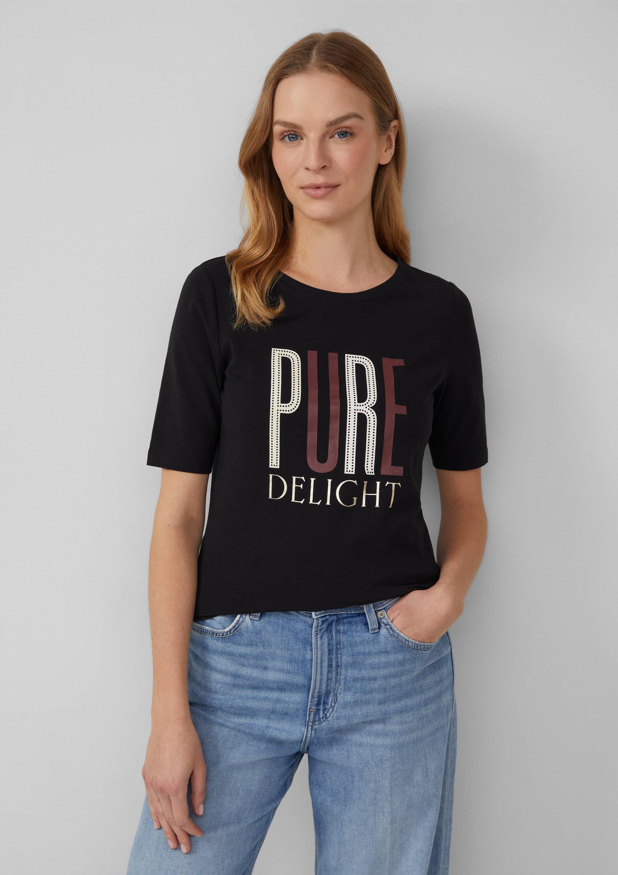 s.Oliver Kurzarmshirt T-Shirt Jersey-T-Shirt im Slim Fit mit Frontprint günstig online kaufen