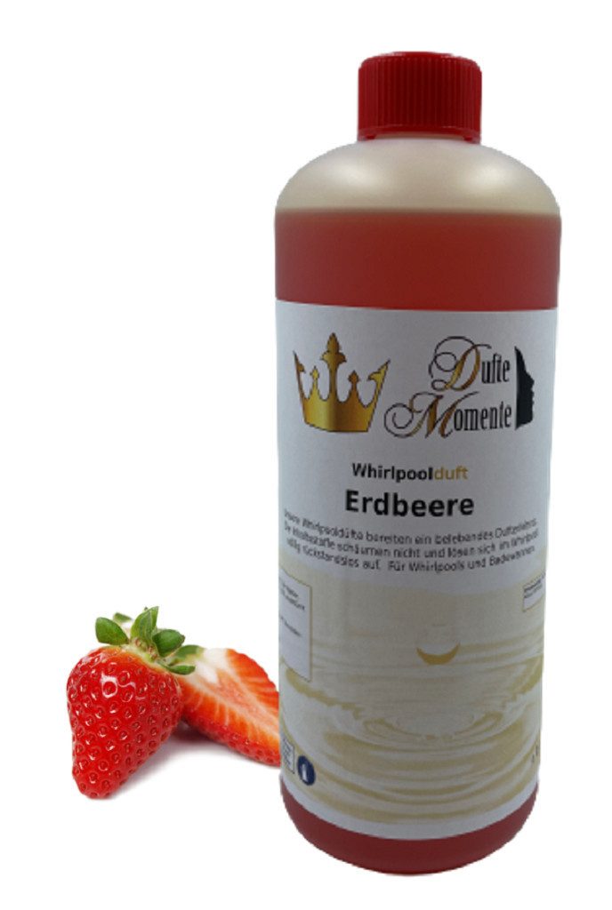 Dufte Momente Badezusatz Whirlpool Duft Erdbeere 1000ml, vegan und ohne Tierversuche, kein Schaum