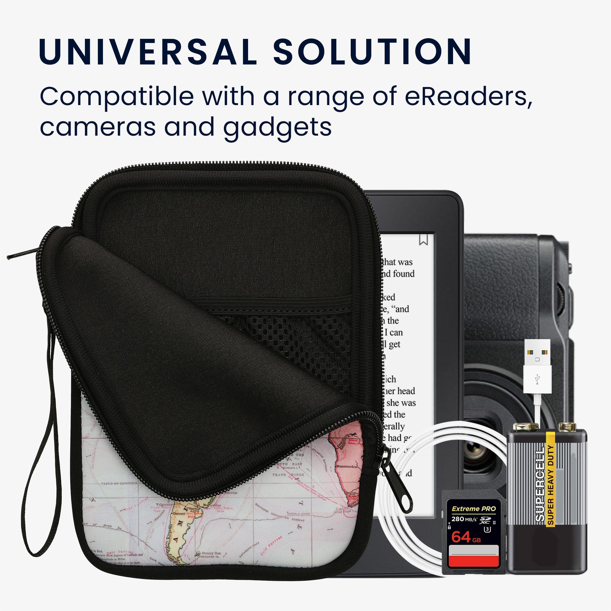 kwmobile Schutz-Set Tasche für eReader, Neopren Hülle Schutzhülle - 17 x 12 x 2 cm Innenmaße