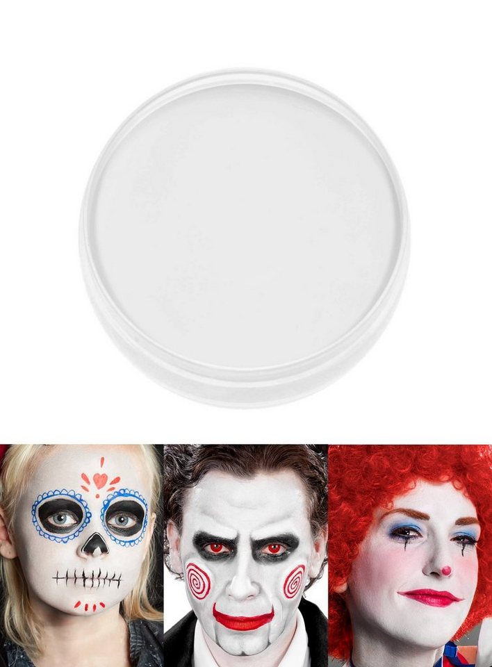 Maskworld Theaterschminke Clown Schminke weiß 15ml Make up Karneval Fasching, Hochwertige Schminke für Halloween, Theater, LARP & Fasching