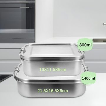 Bettizia Lunchbox 800+1400ml Edelstahl Brotdose mit Fächern Lunchbox Auslaufsicher