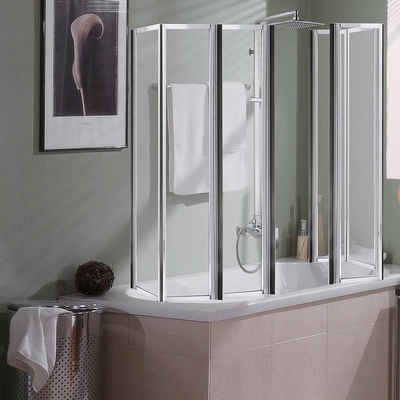 Mucola Badewannenaufsatz »2x 3teilige Glas Duschabtrennung Badewannenaufsatz Badewannenfaltwand Duschwand«, Sicherheitsglas