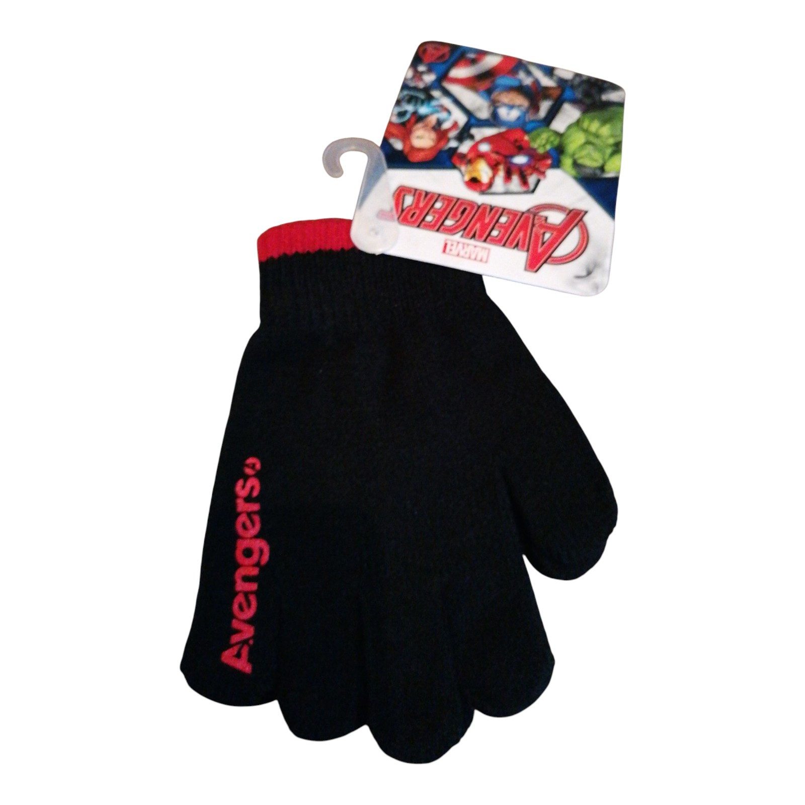 The AVENGERS Strickhandschuhe Kinder Strick-Handschuhe Avengers, schwarz/rot, OneSize ca. 3–8 Jahre