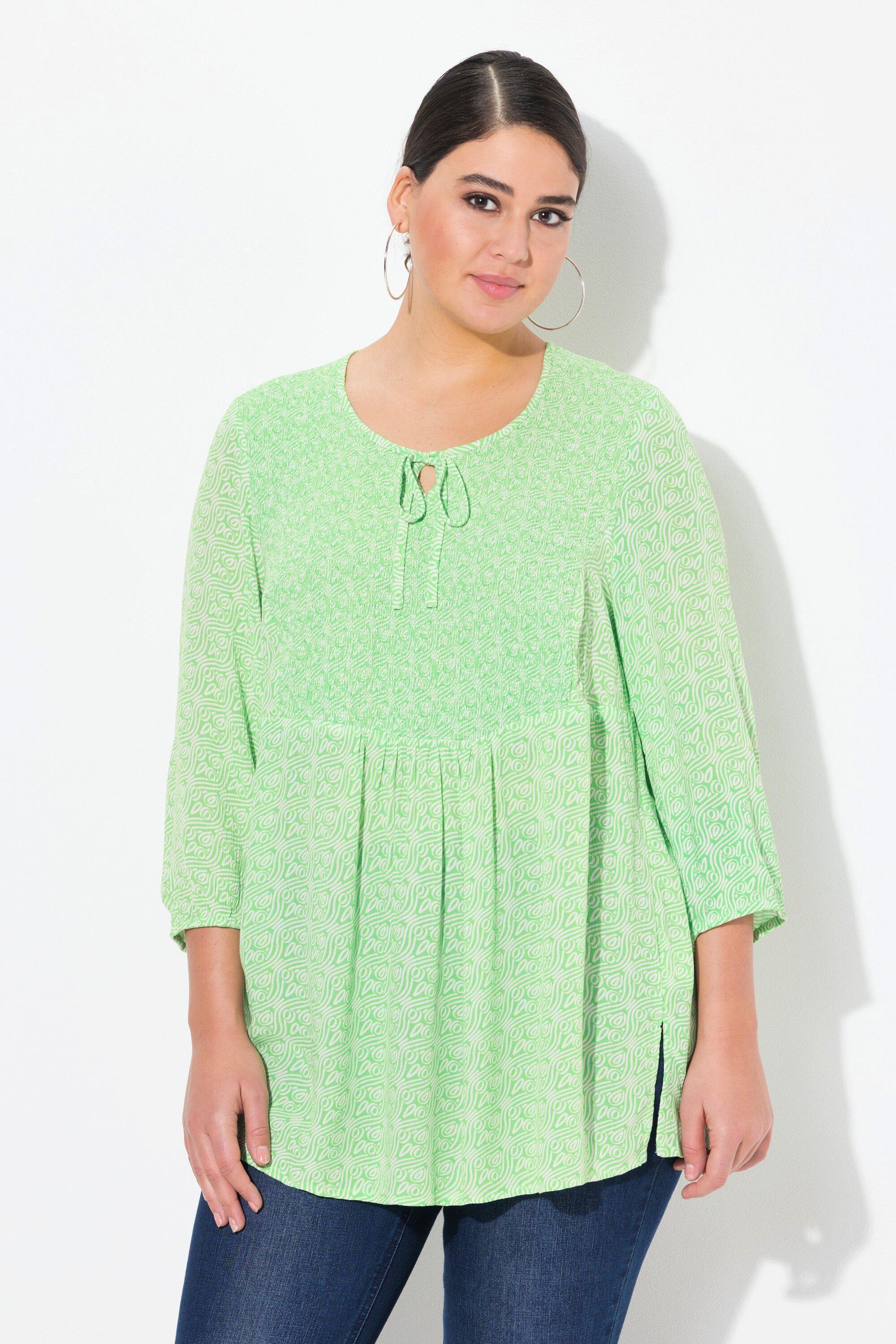 Ulla Popken Tunika Bluse A-Linie Smok-Einsatz günstig online kaufen