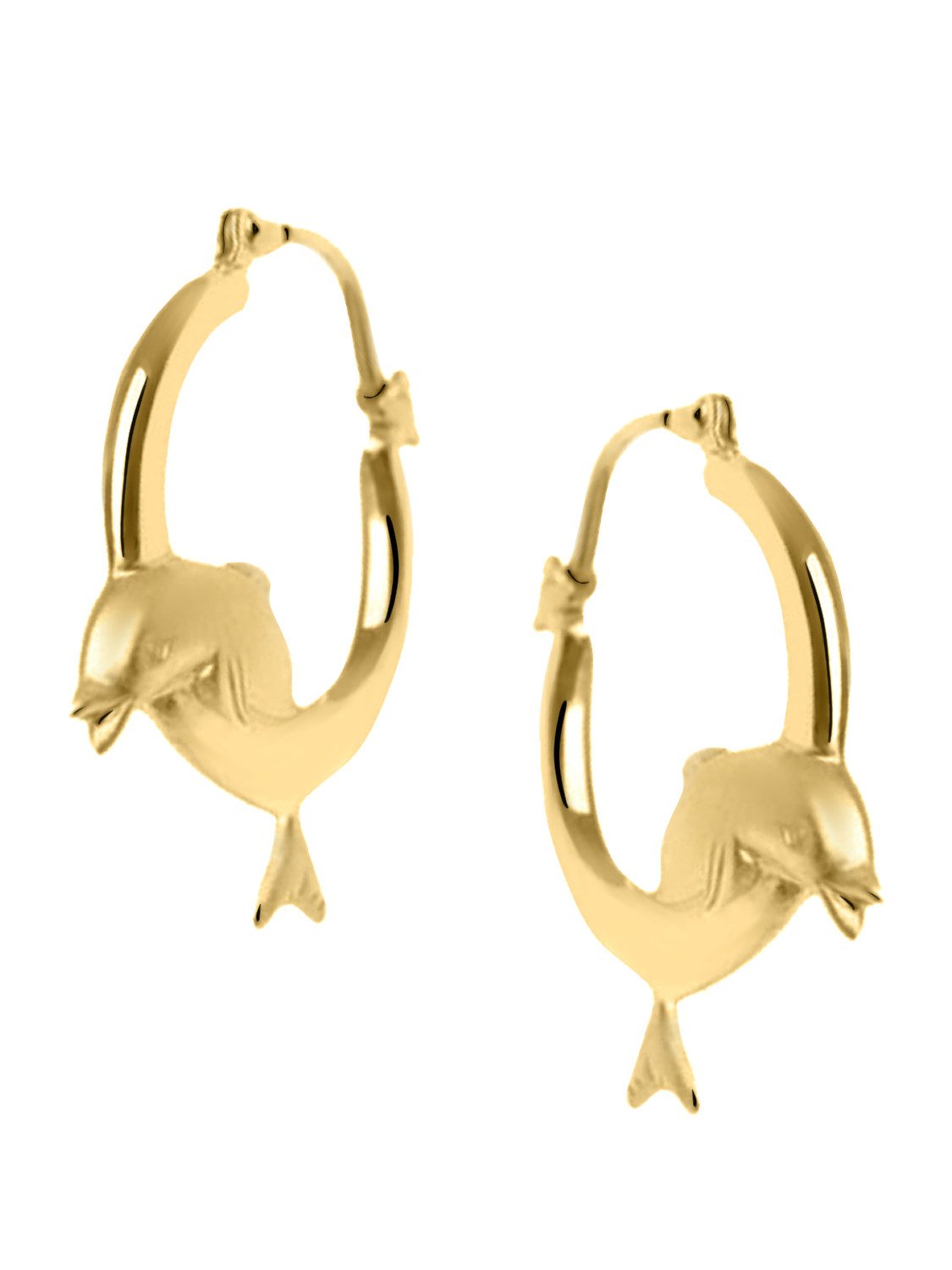 Paar Creolen Damen Ohrringe Gold 333 (8 Karat) Delfin Matt-Glanz - Cheryl