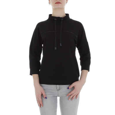 Ital-Design Sweatshirt Damen Freizeit (85987243) Glitzer Stretch Sweatshirt in Schwarz