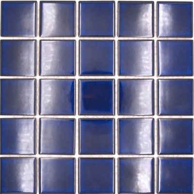 Mosani Mosaikfliesen Keramik Mosaik Fliese kobaltblau dunkelblau glänzend Fliesenspiegel