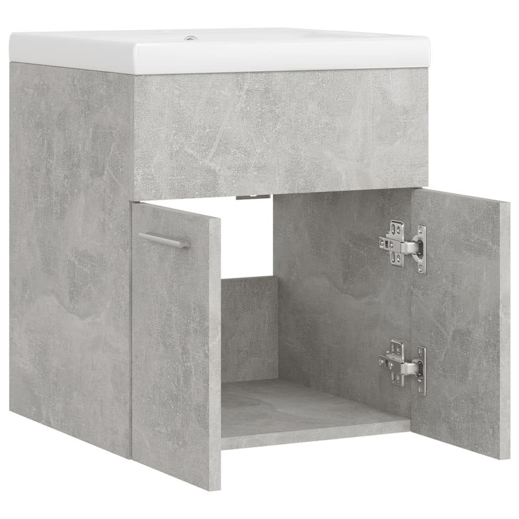 Badezimmerspiegelschrank Einbaubecken vidaXL Betongrau (1-St) Waschbeckenunterschrank Holzwerkstoff