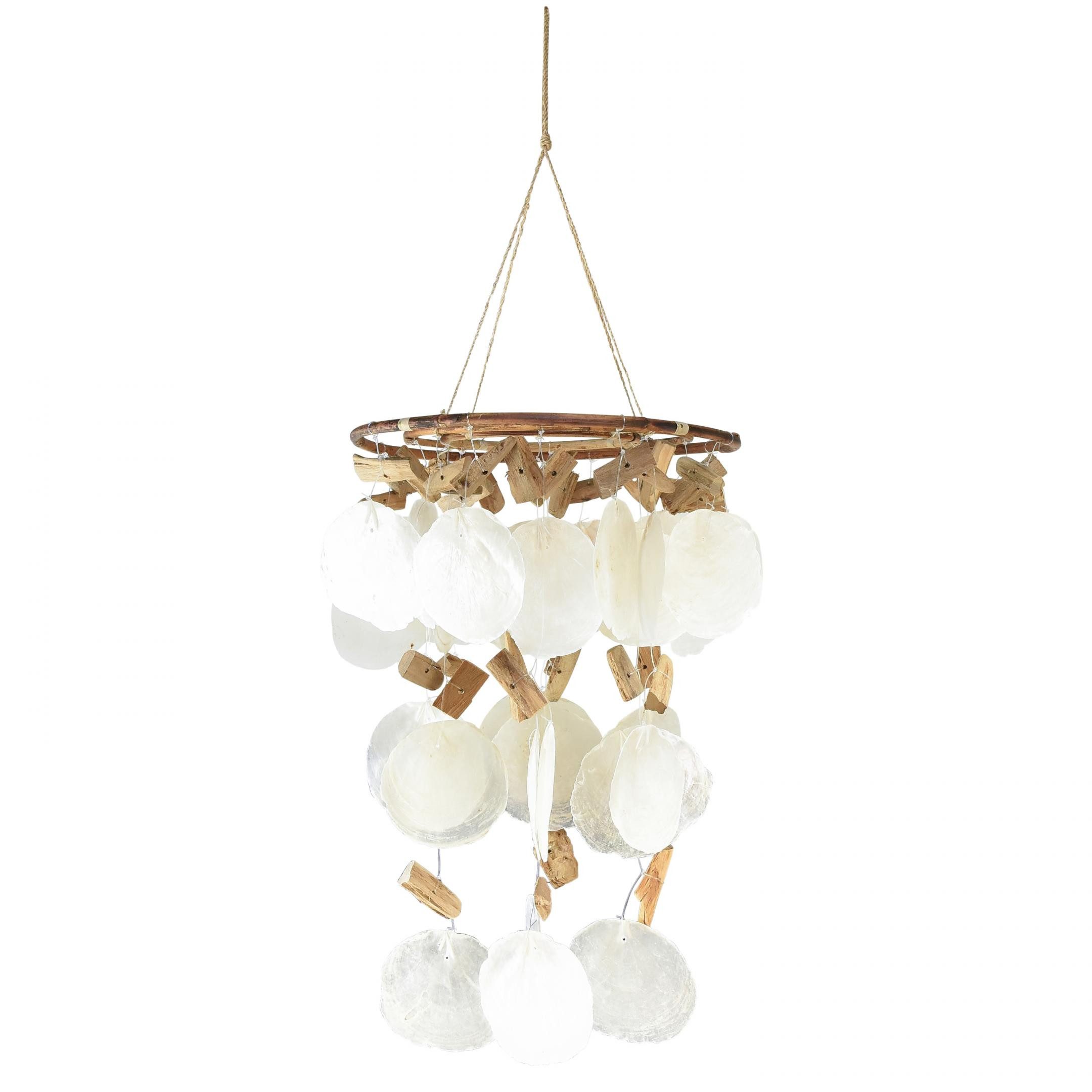 Dekofigur Windspiel Klangspiel Muschel Mobile Capiz Perlmutt Dekoration Ø30cm