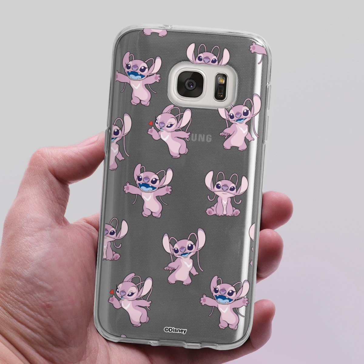 DeinDesign Handyhülle Lilo & Stitch Engel Disney Angel Faces Pattern Transparent, Samsung Galaxy S7 Silikon Hülle Bumper Case Handy Schutzhülle
