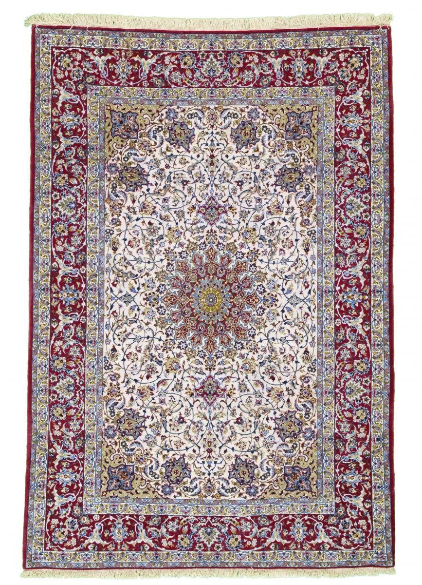 Orientteppich Isfahan Seidenkette 158x232 Handgeknüpfter Orientteppich, Nain Trading, rechteckig, Höhe: 6 mm