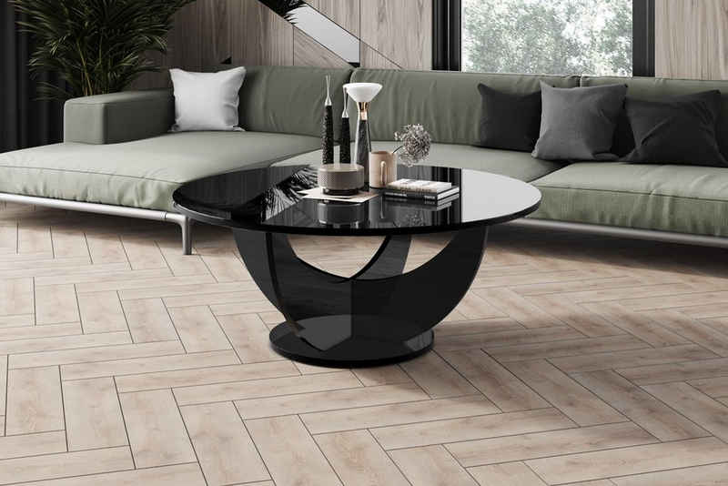 designimpex Couchtisch Design HRC-111 Hochglanz Wohnzimmertisch Rund Tisch 100 cm x 40 cm