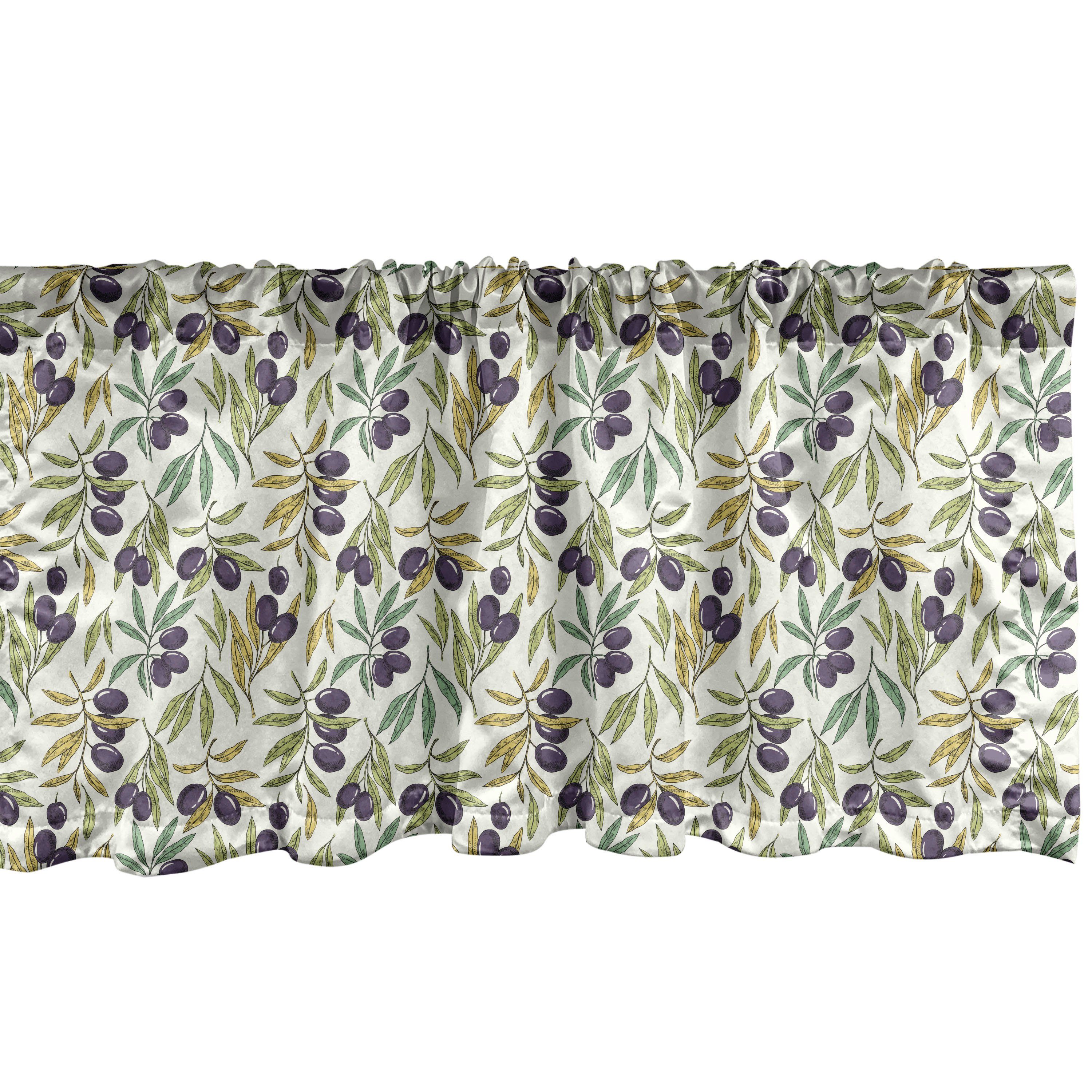 Scheibengardine Vorhang Volant für Küche Dekor des mit Microfaser, Abakuhaus, Stangentasche, Schlafzimmer Botanischer Friedens Olive Symbol