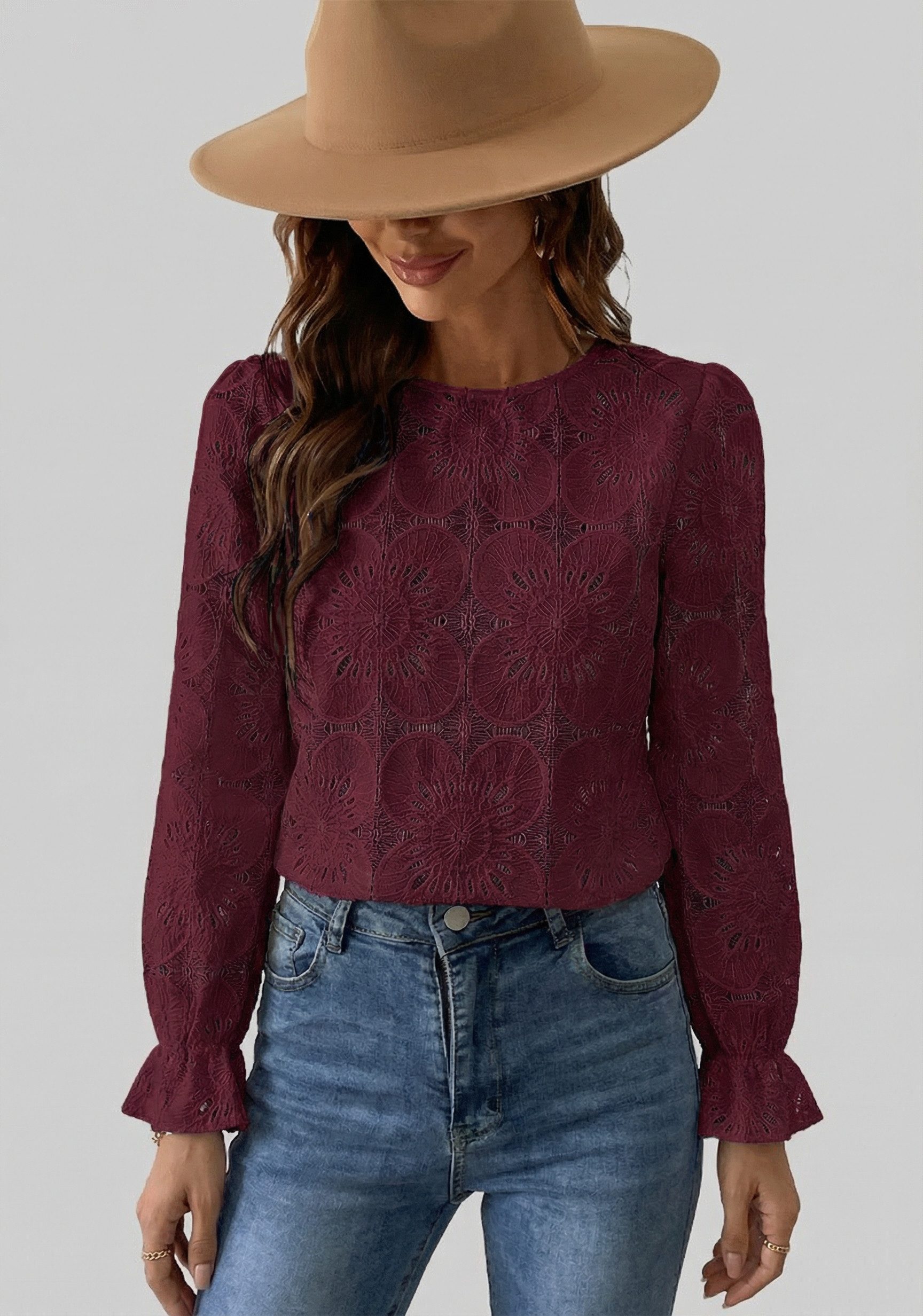 Cupshe Blusentop Romantisches Strick Top aus Spitze