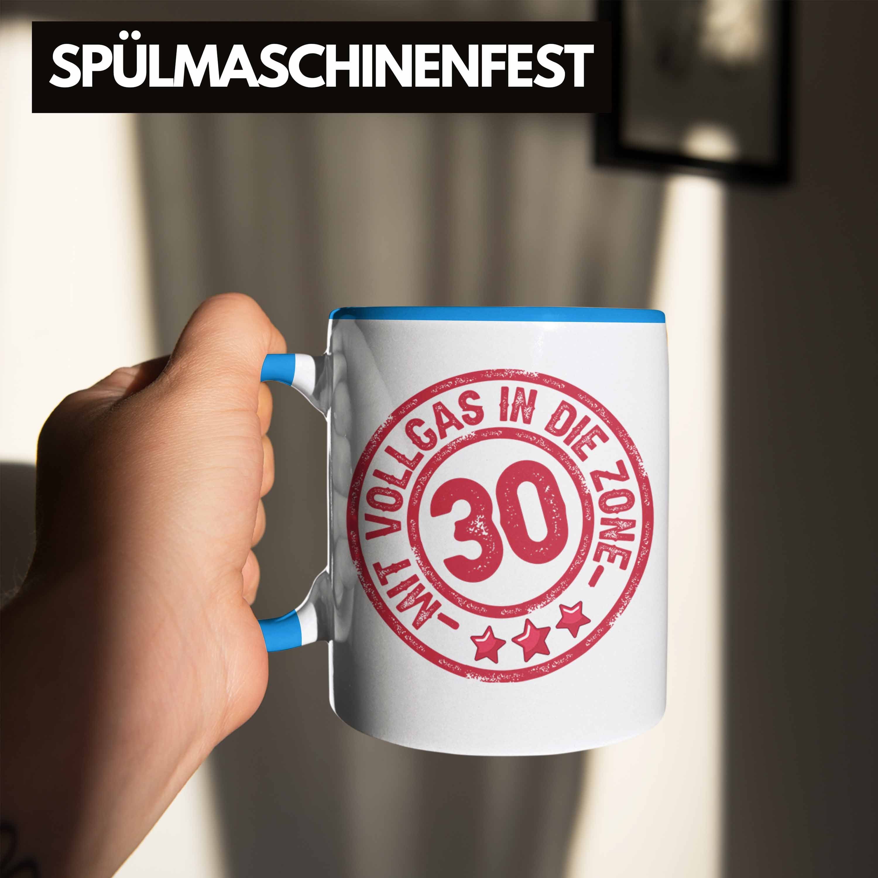 Trendation Tasse 30er Tasse 30 Blau Zon Kaffee-Becher In Mit Die Geburtstag Vollgas Geschenk