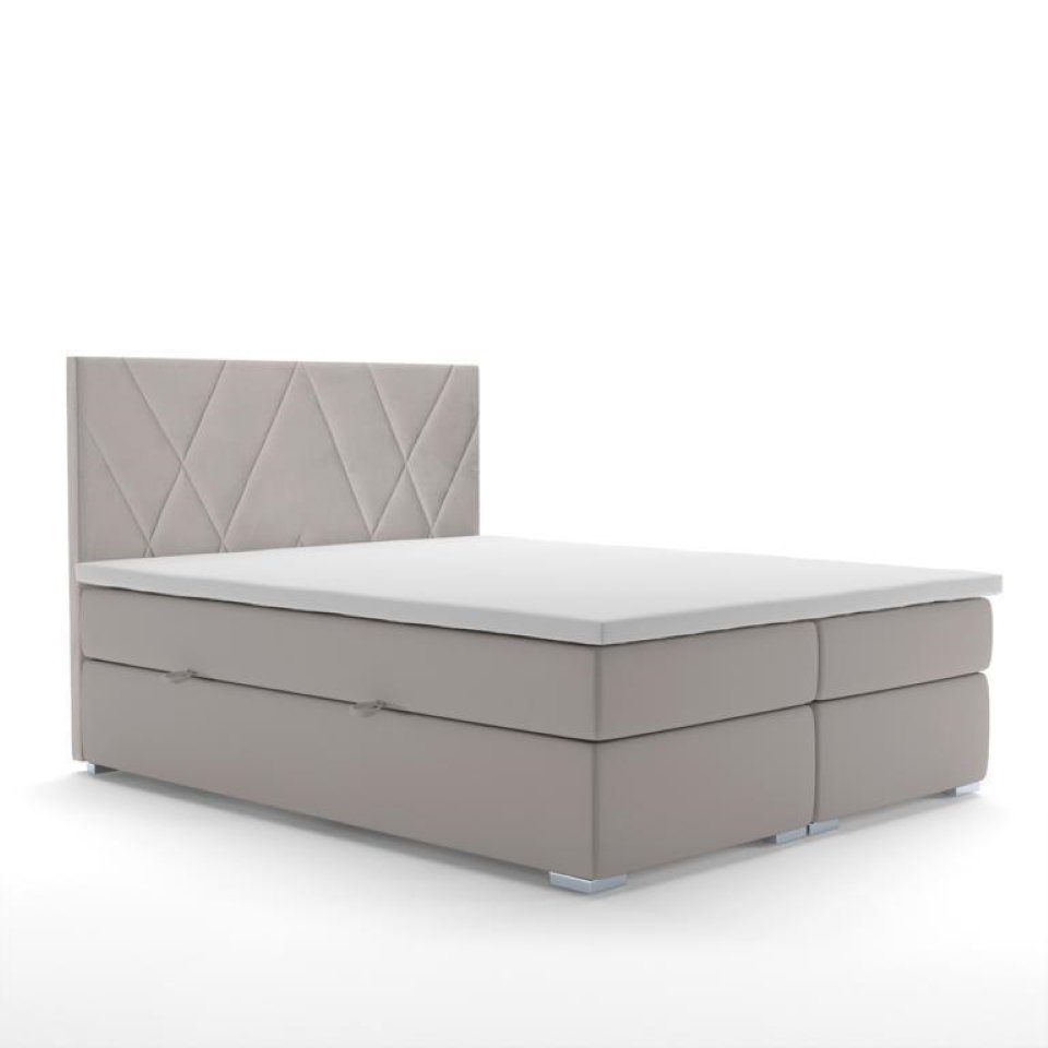 Stoff Doppelbett Boxspringbett Europa Design Grau Made Bett Schlafzimmer in Luxus Polster Boxspringbett, JVmoebel