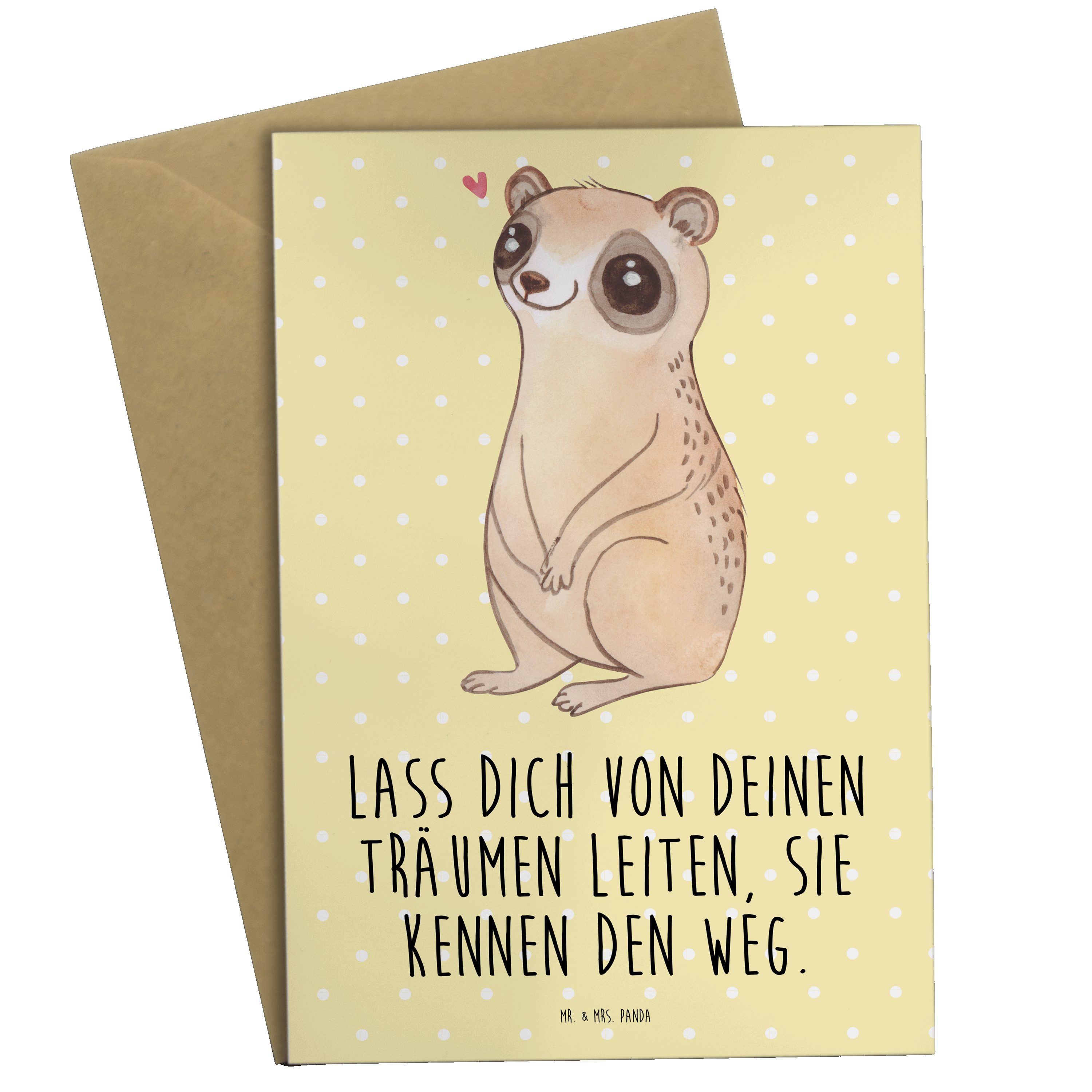 Mr. & Mrs. Panda Grußkarte Plumplori Glücklich - Gelb Pastell - Geschenk, lustige Sprüche, Gebur