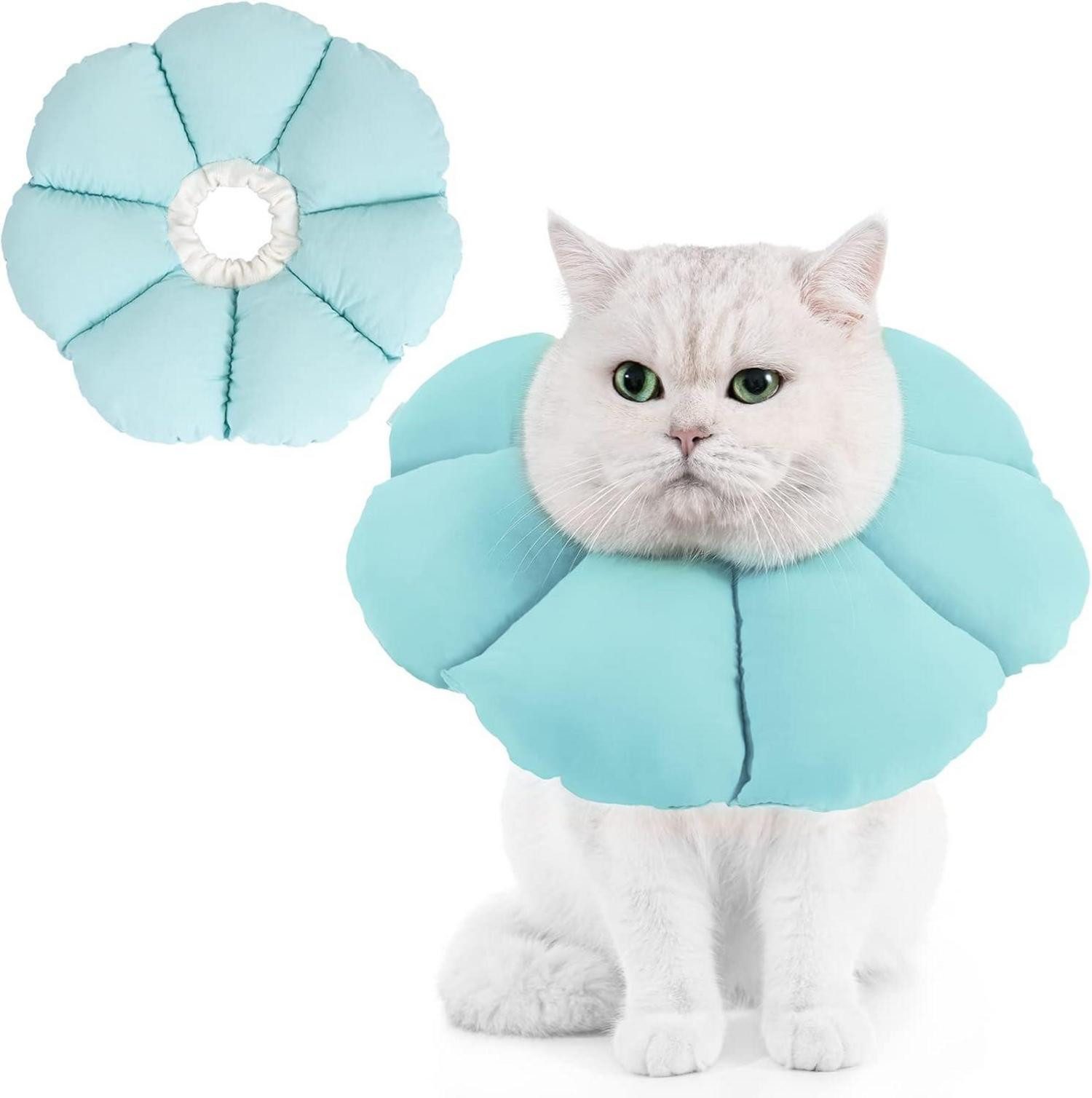 Schutzkragen Halskrause Katze Einstellbar Weich Leckschutz Kragen Klein Hund Blau