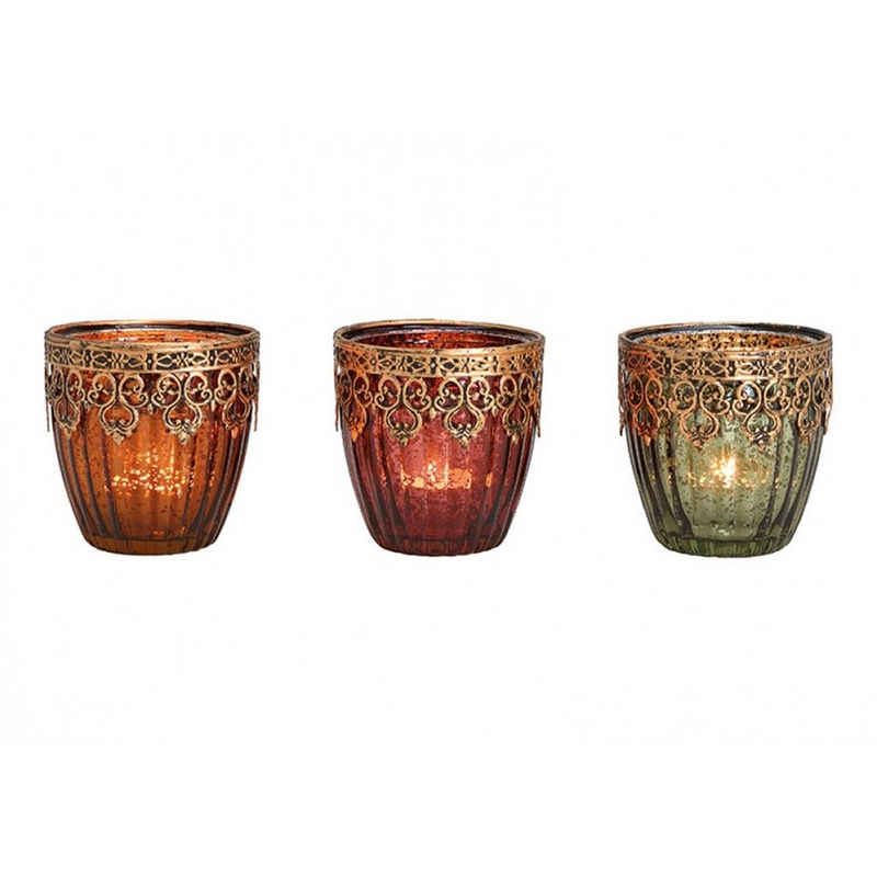 Taschen4life Windlicht Glas Windlicht Marokko 600 (3er-Set), orientalische Windlichte, Teelichthalter, Shabby chic & Bohemien Stil