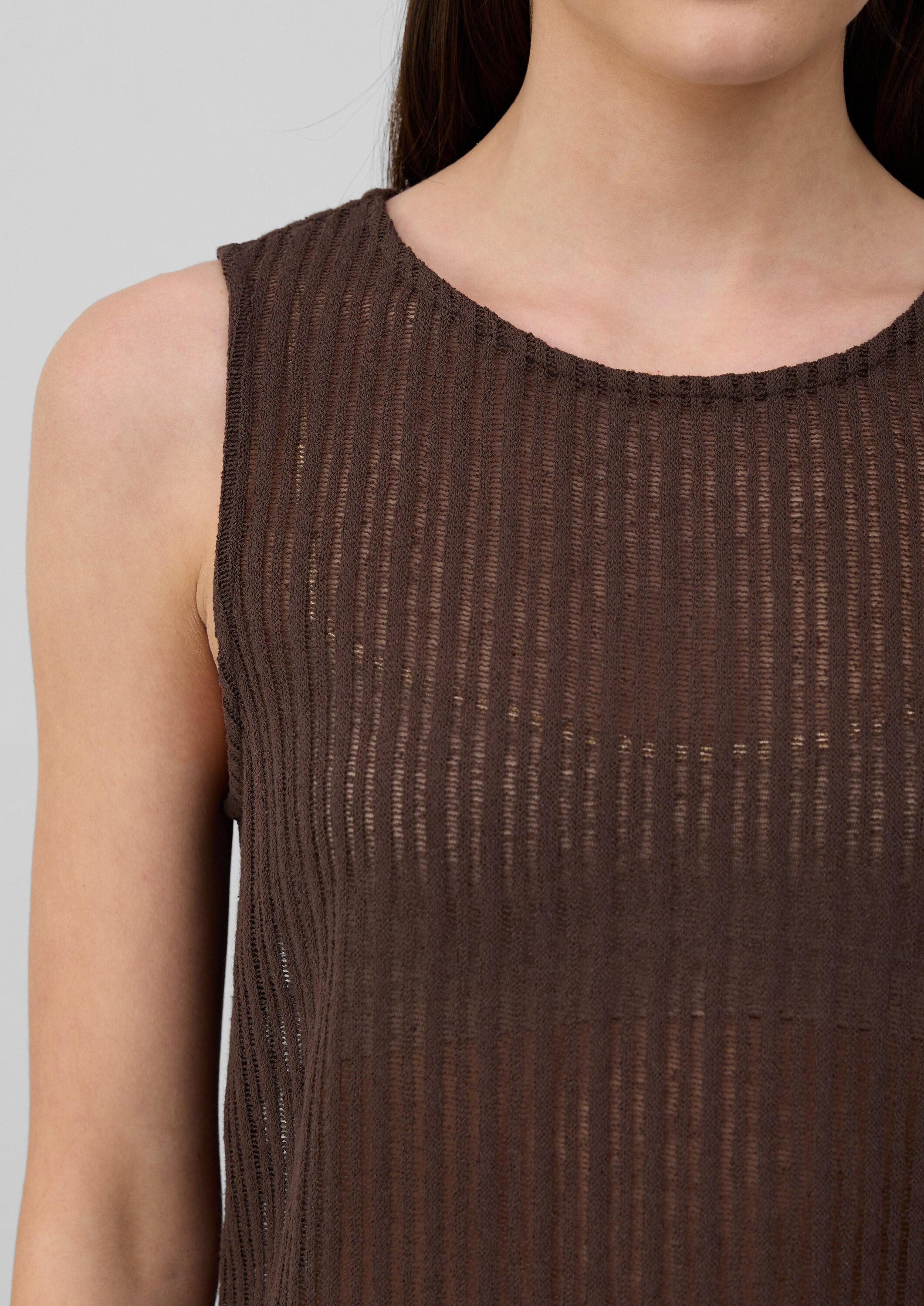s.Oliver Kurzarmshirt T-Shirt Transparentes Jersey-Top mit Rundhalsausschnitt