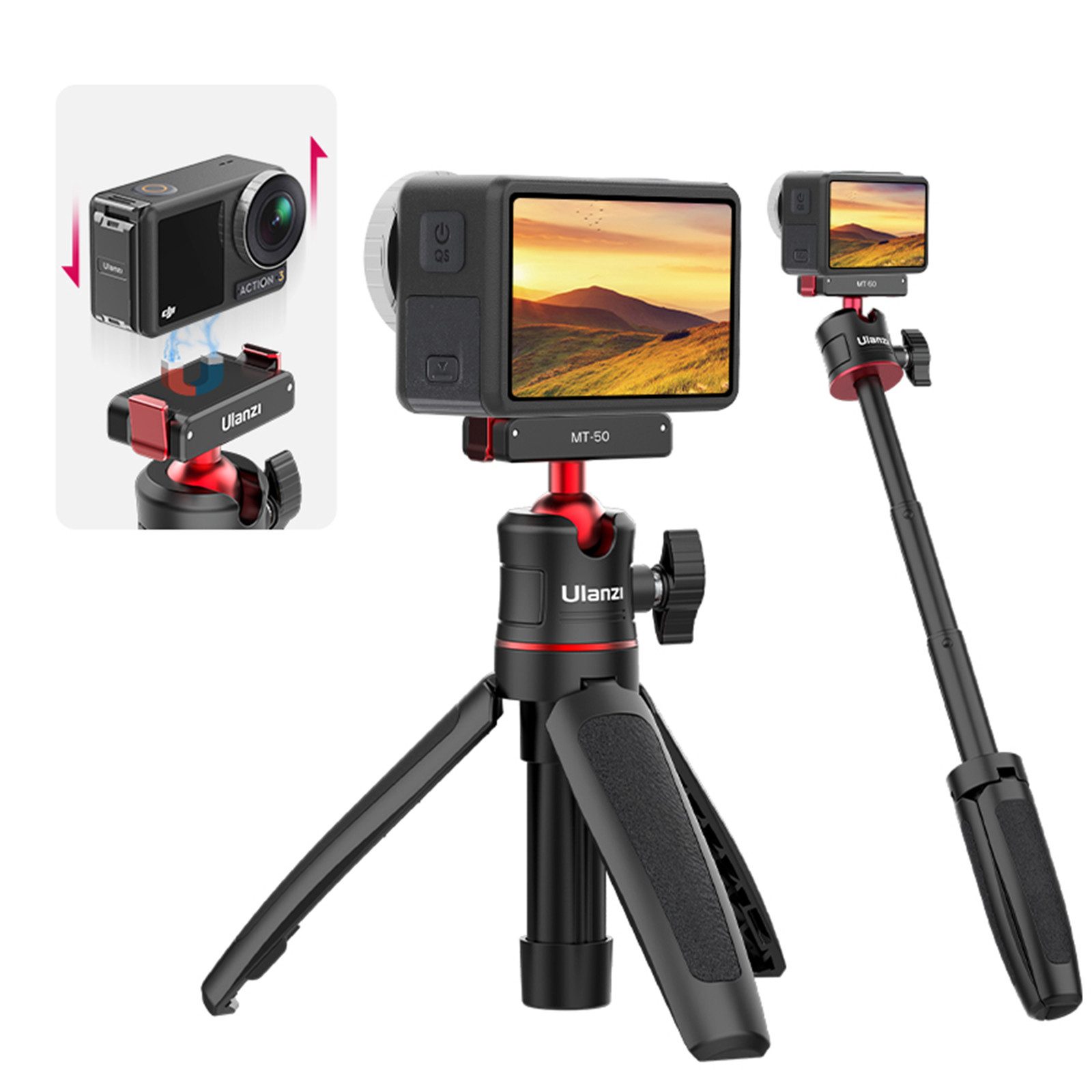 ULANZI MT-50 Ausziehbares Magnetstativ für DJI OSMO Action 3 4 Dreibeinstativ