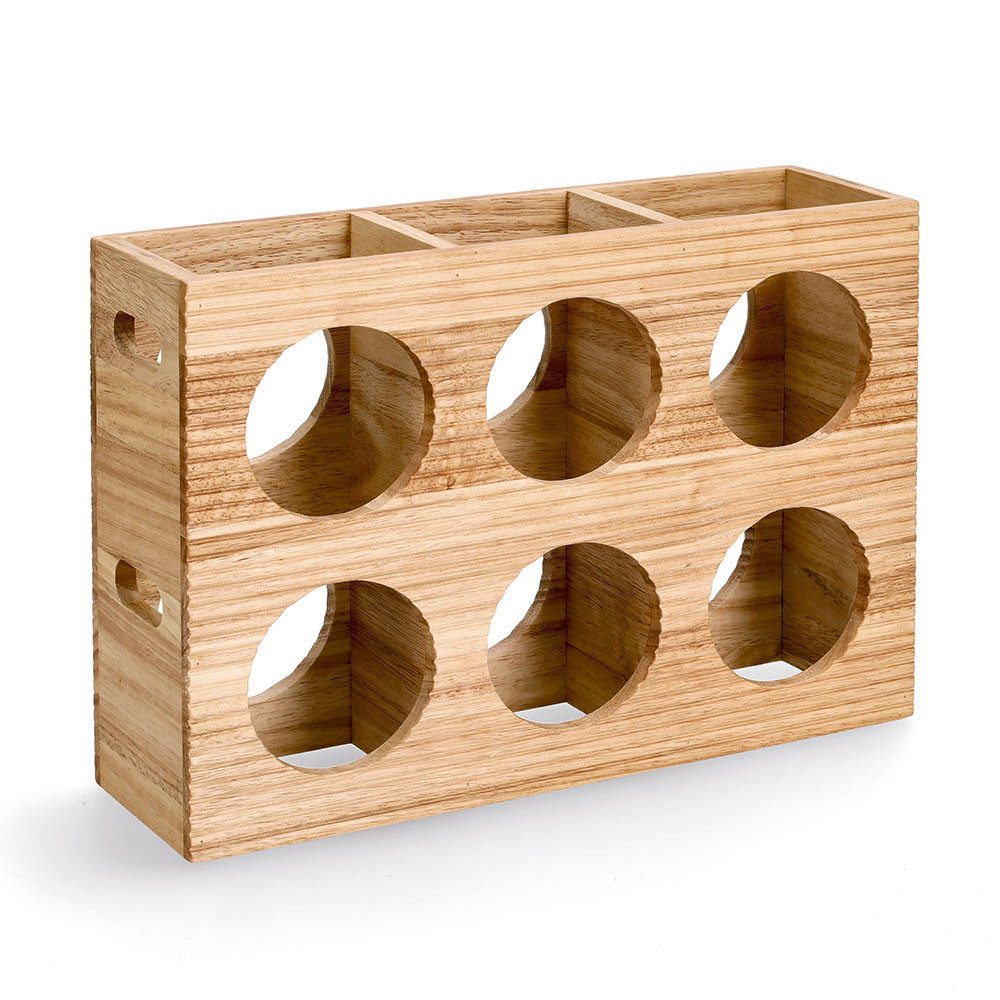 Zeller Present Regal Weinregal 'Stripes', für 6 Flaschen, Gummibaum, ca. 38 x 11 x 27 cm