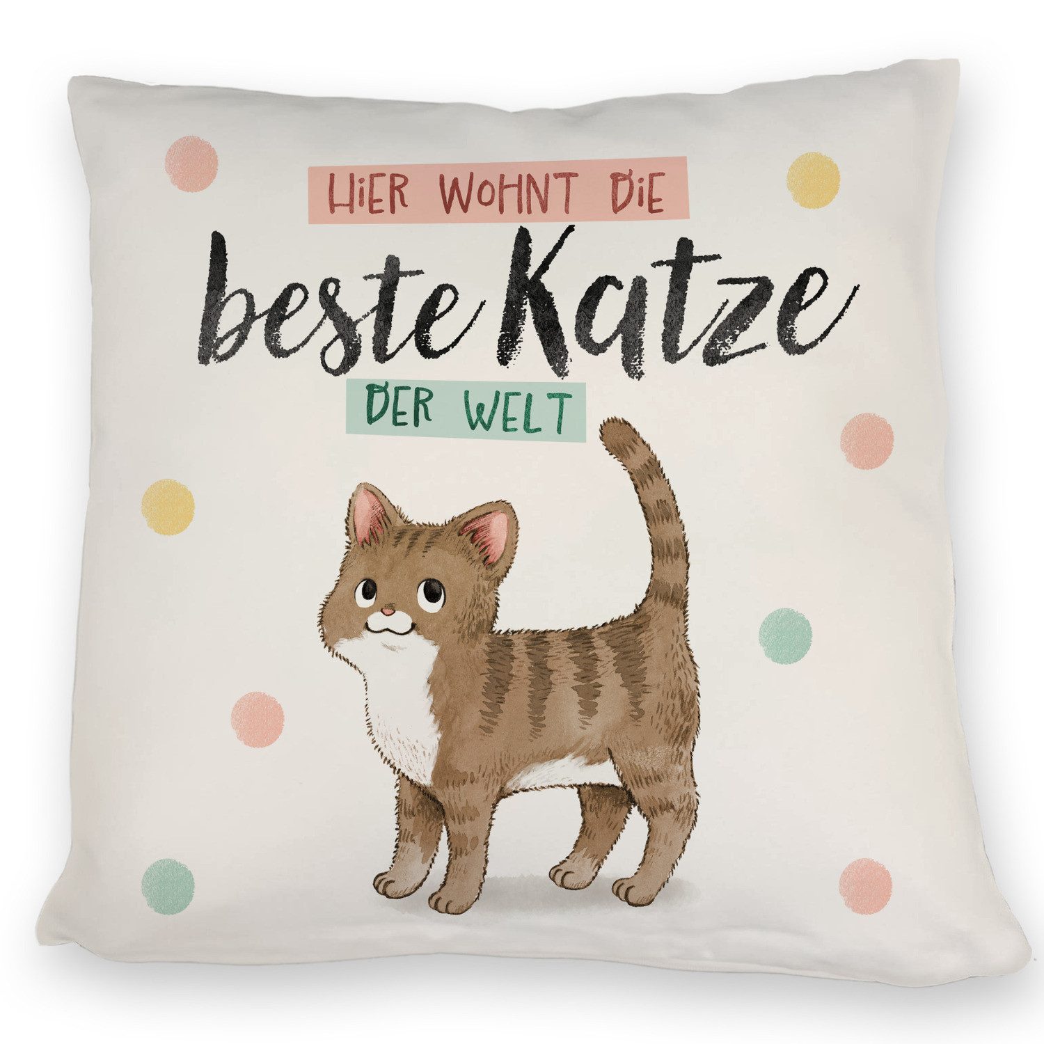 speecheese Dekokissen Beste Katze der Welt Kissen mit brauner Katze Katze u günstig online kaufen