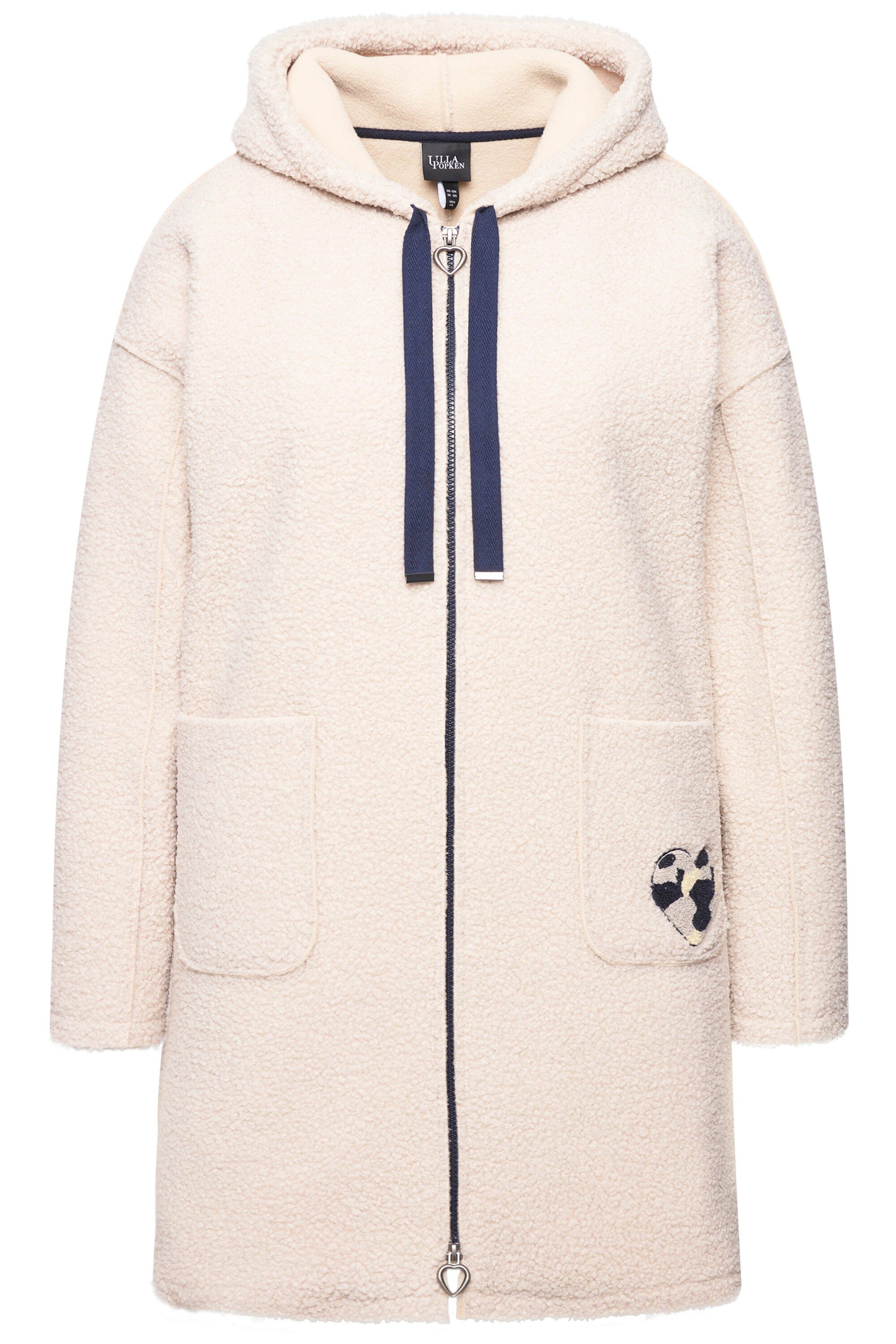 Ulla Popken Sommerjacke Teddy-Longjacke Herz Oversized Kapuze