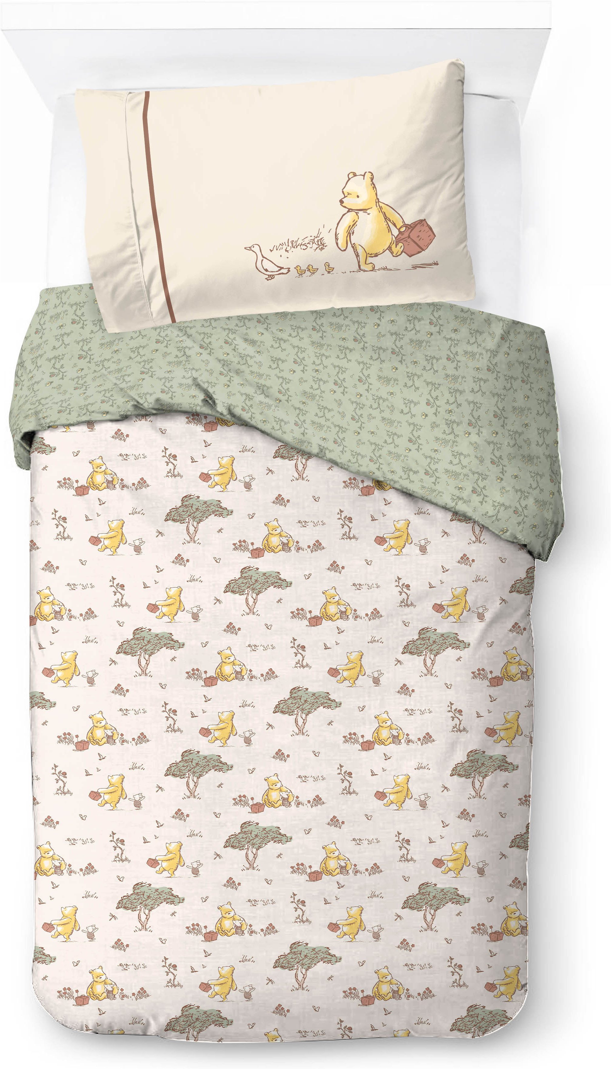 Disney Bettwäsche Winnie The Pooh Adventure, Baumwoll-Leinen Mix, 2 teilig