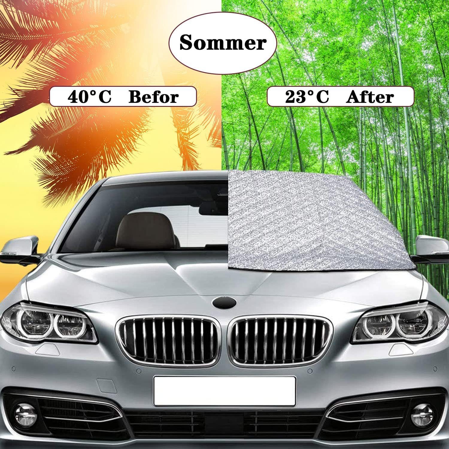 Haiaveng Frontscheibenabdeckung Frontscheibe Abdeckung Sonnenschutz Auto, Frostabdeckung, Autoscheibenabdeckung Sonnenblende