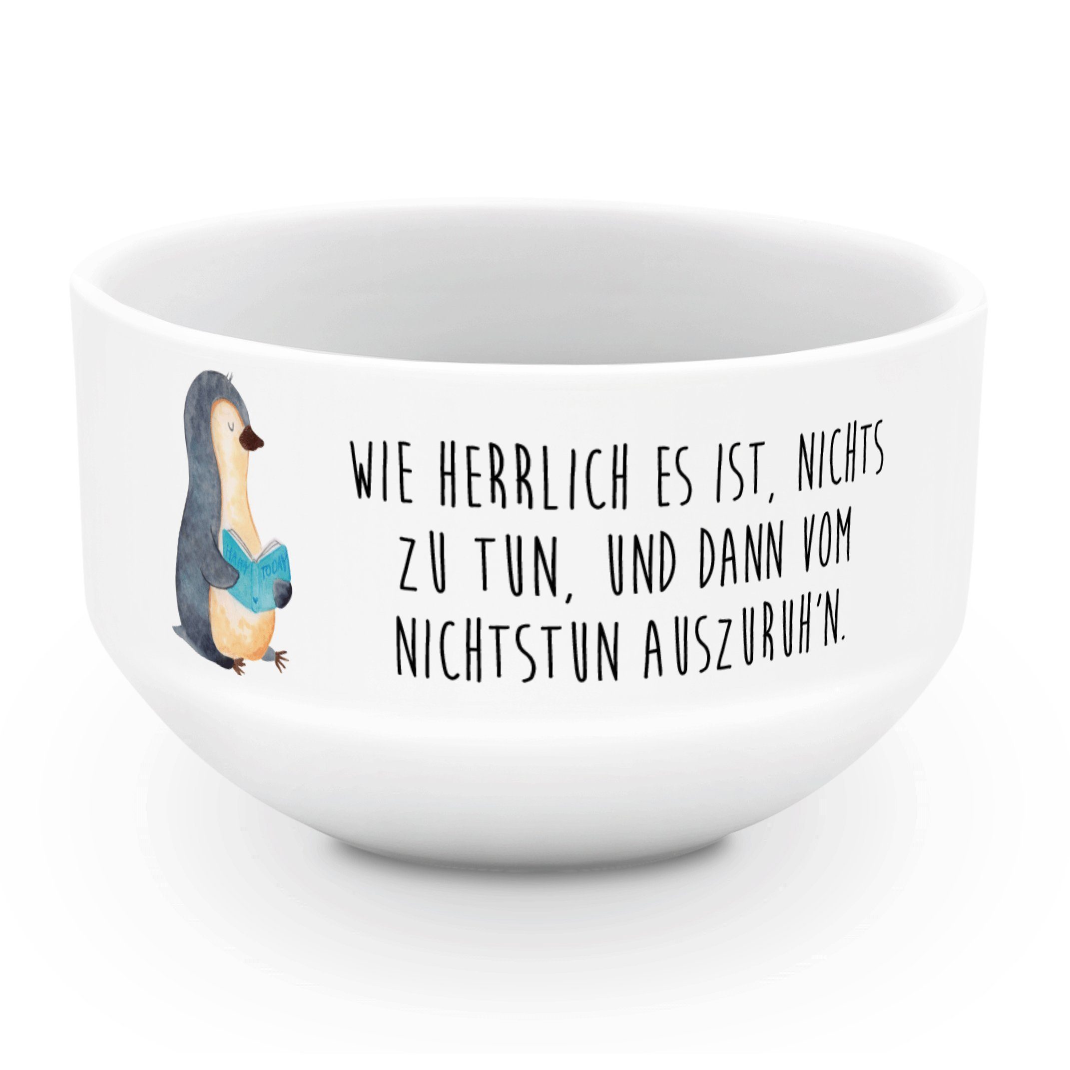 Mr. & Mrs. Panda Müslischale Pinguin Buch, frühstücksbowl, Weiß, Müsli Чаши, salatschälchen, de, Keramik, (Packung, 1-tlg)