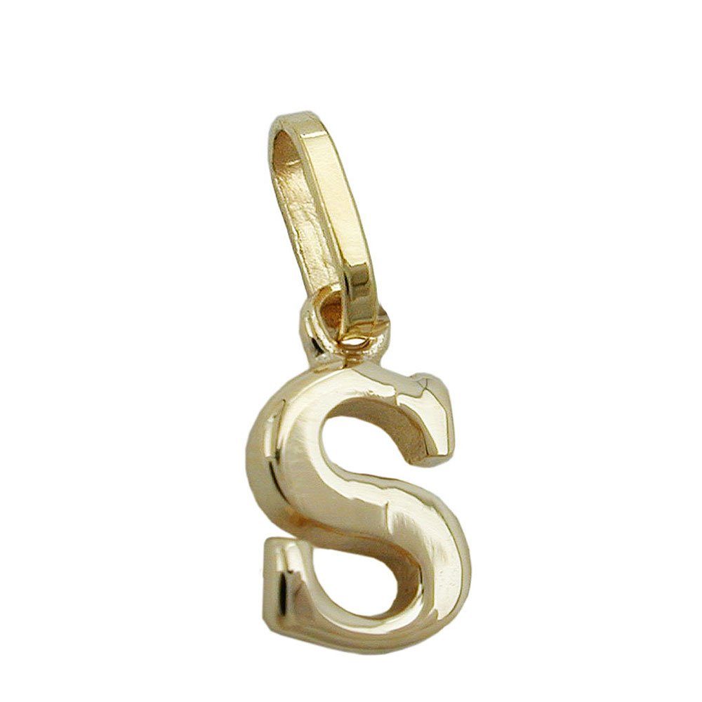 Buchstabe S Anhänger Buchstabenanhänger (1-tlg) Gallay glänzend 9Kt 8x5mm GOLD
