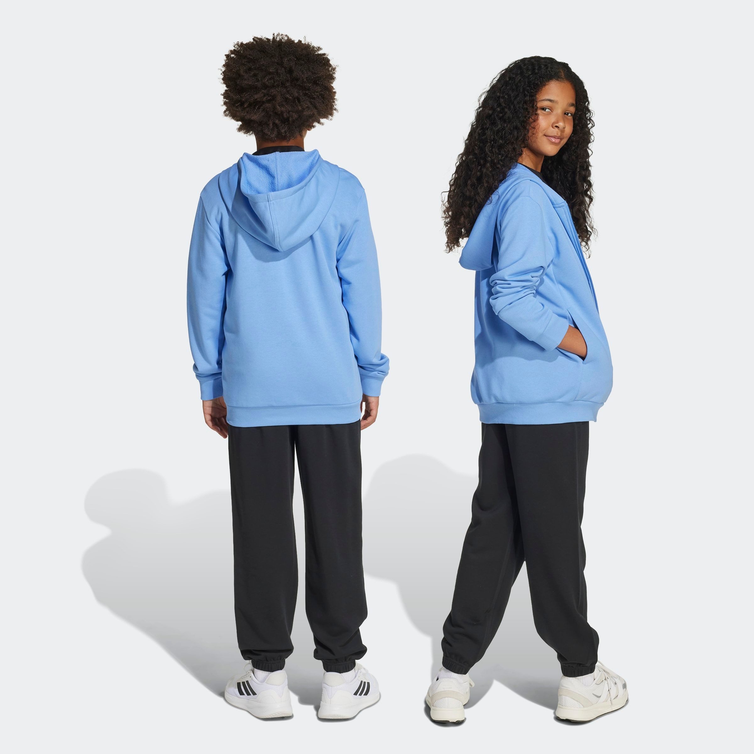 adidas Sportswear Trainingsanzug J LIN FT TS 220 (2-tlg), zweiteilig, aus Baumwolle und Polyester, weiches French Terry