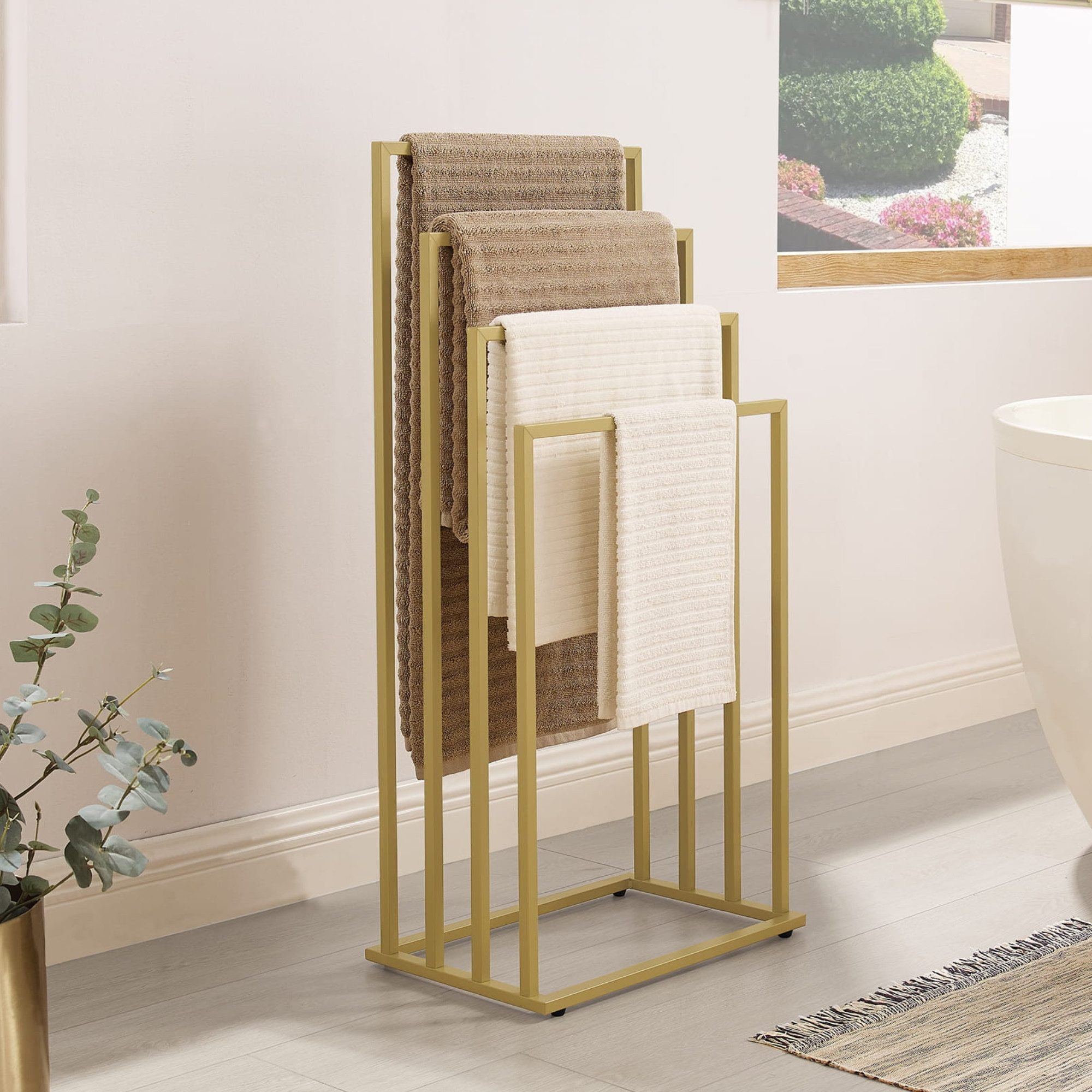 Home Collective Handtuchhalter ohne Bohren Handtuchständer aus Stahl mit 4 günstig online kaufen