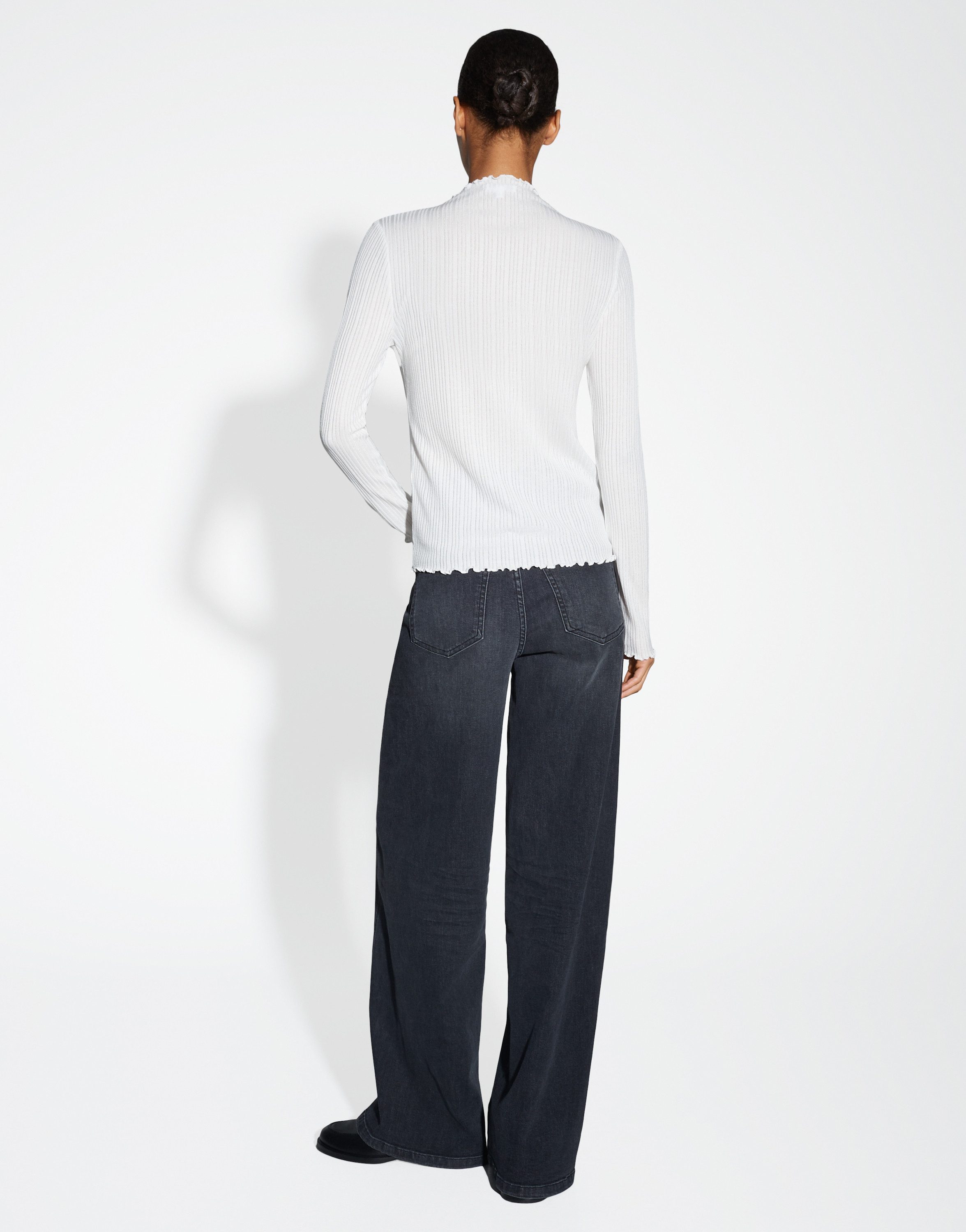 OPUS Longsleeve SIVI Slim mit Rippstruktur