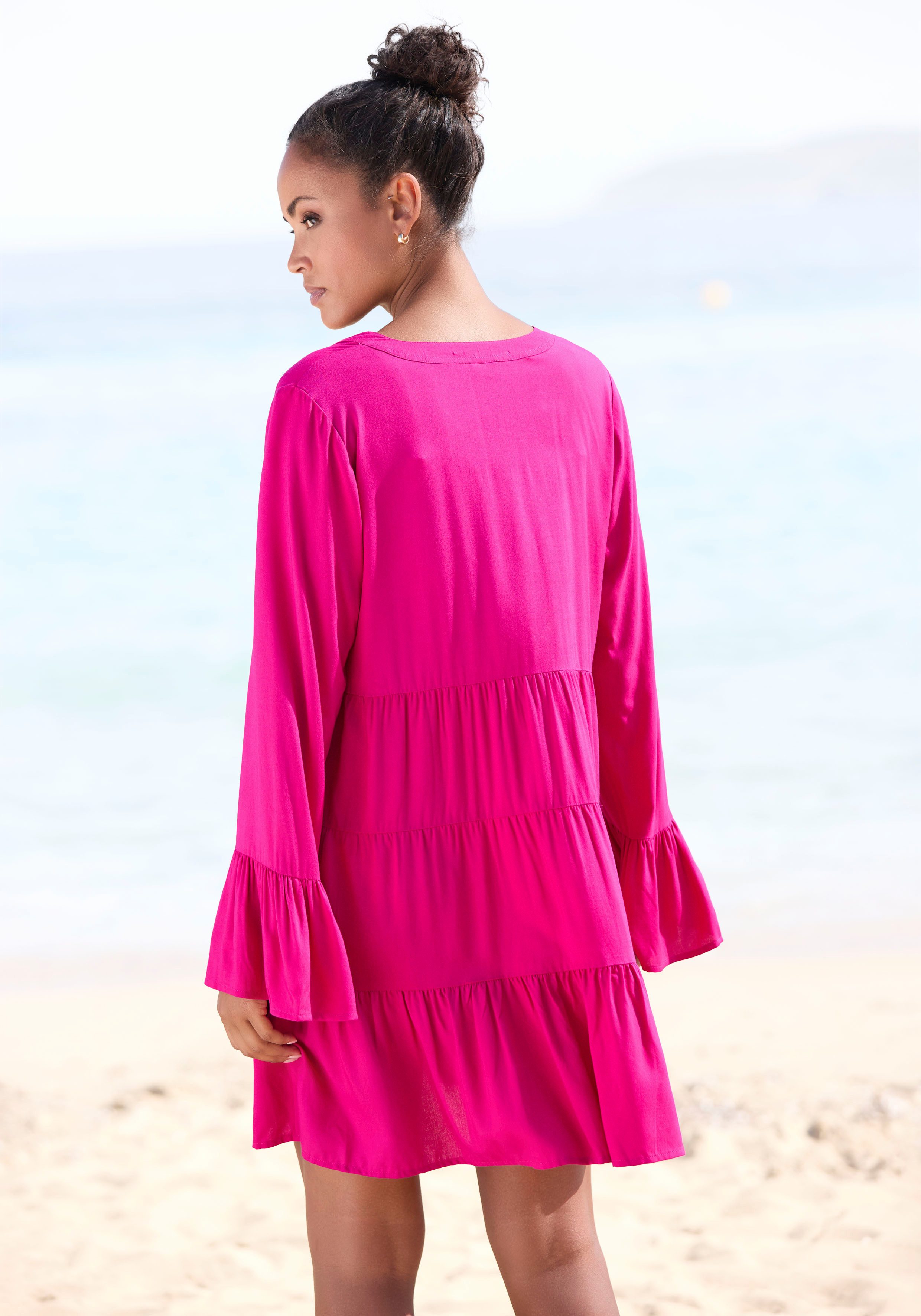 LASCANA Longbluse mit Spitzeneinsätzen, Tunika, Blusenkleid, Strandmode