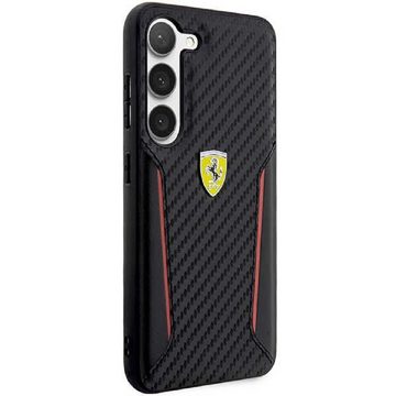 Ferrari Handyhülle Case Samsung Galaxy S23 Plus Ferrari Logo Carbon Look 6,6 Zoll, Kantenschutz