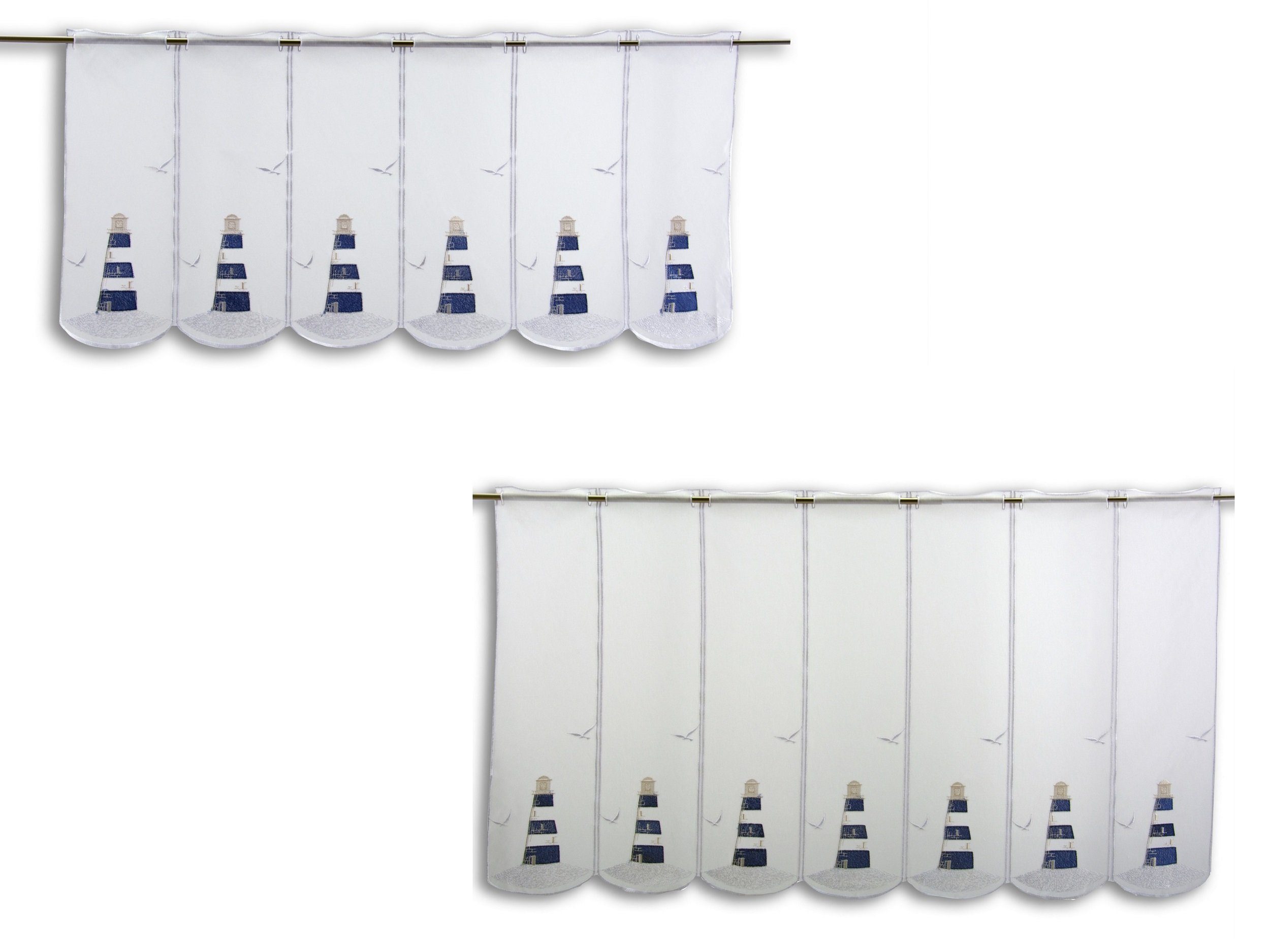 Clever-Kauf-24 Scheibengardine Scheibengardine Leuchtturm bestickt Höhe, tr günstig online kaufen