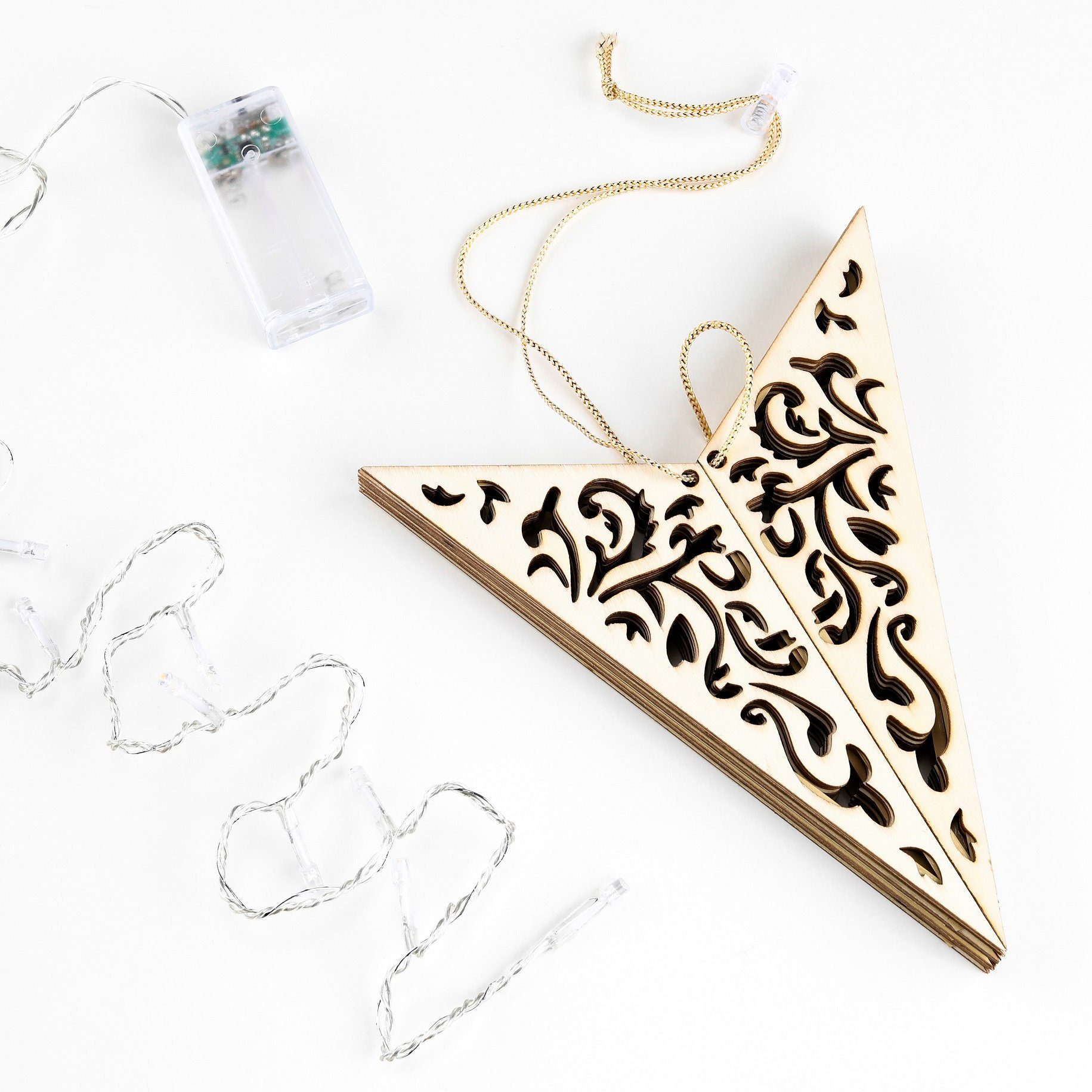 GartenHero LED Stern LED Weihnachtsstern Holz Fernbedienung Adventsstern Leuchtstern, LED fest integriert, warmweiß