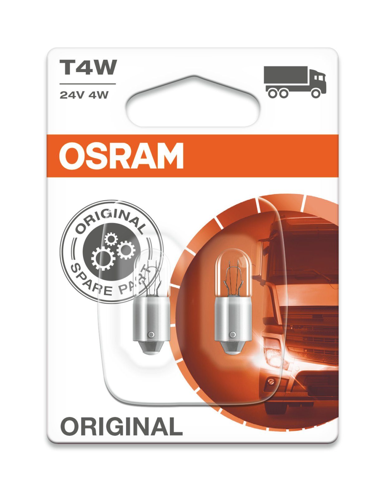 Osram Halogenlampe OSRAM ORIGINAL T4W Blister) 24 BA9s W V/4 (2er