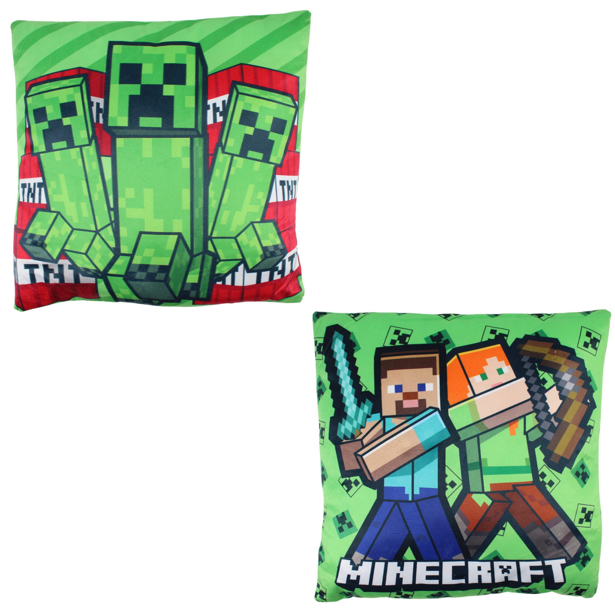 Minecraft Dekokissen Gamer Minecraft Steve und Alex Creeper Kissen Dekokissen 35x35 cm