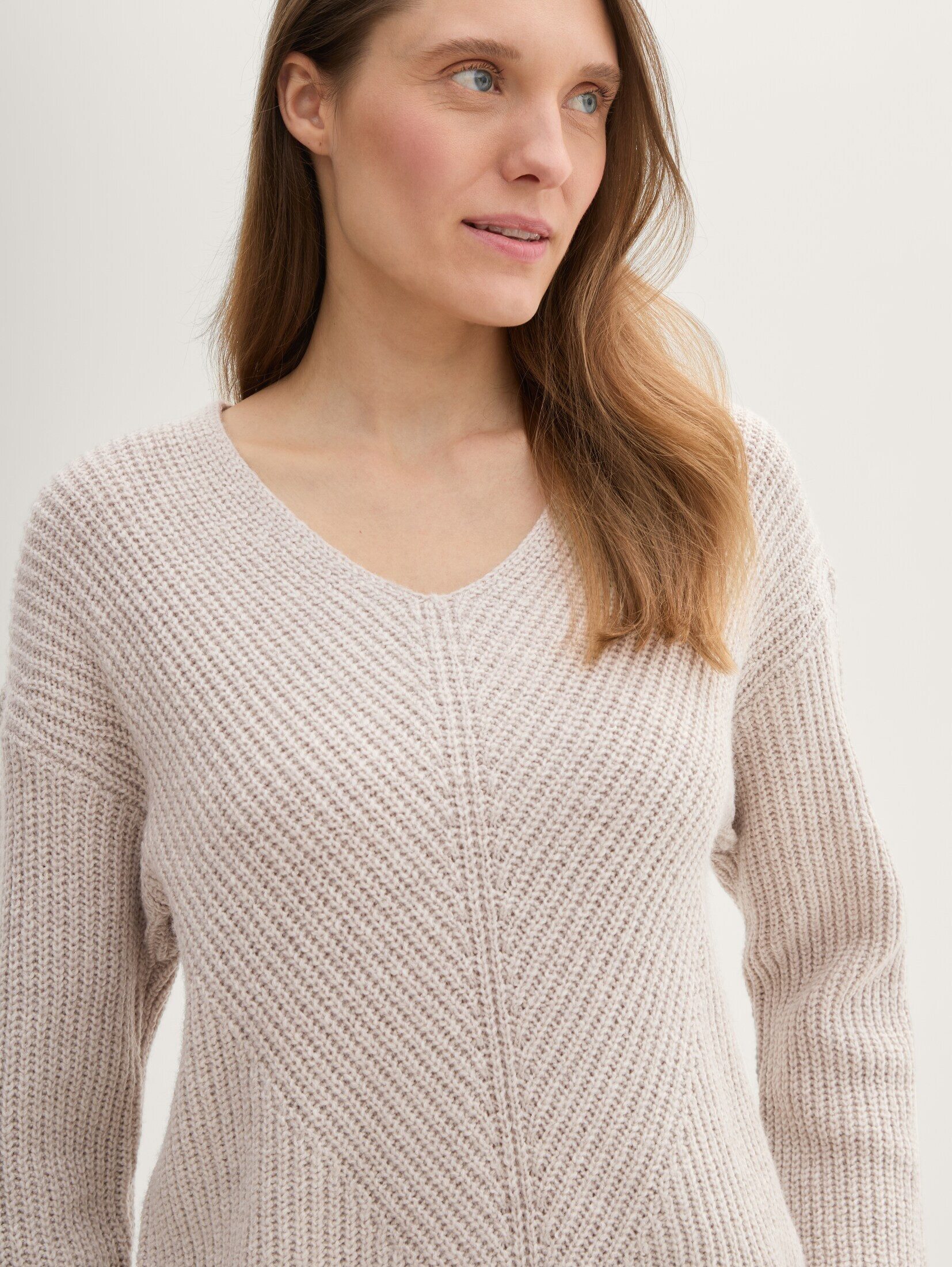 TOM TAILOR Strickpullover Pullover & Strickjacken Strickpullover mit V-Ausschnitt