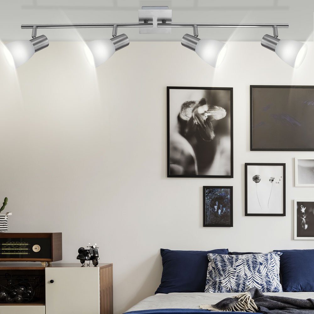 LED Deckenlampe 16 Watt Leuchte Nickel Design 4 Spots Schlafzimmer Beleuchtung 