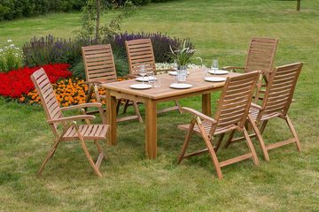 Gartenmöbel Ambiente Garten-Essgruppe Imatra Set 7tlg., doppelt ausziehbarer Tisch, Klappsessel, verstellbare Rückenlehne