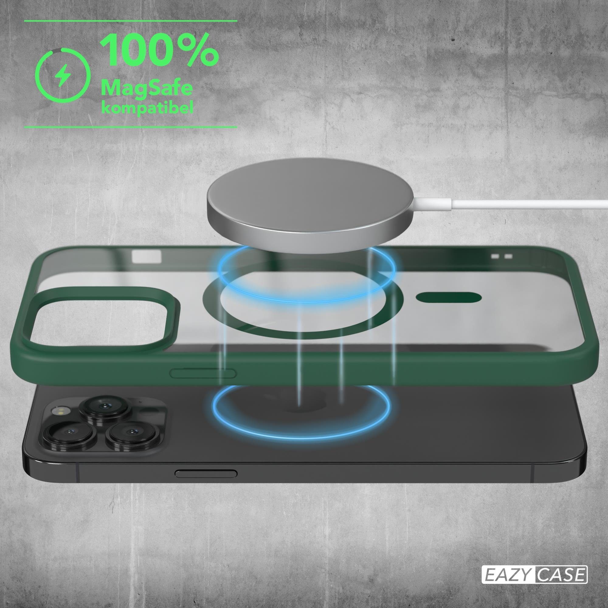 EAZY CASE Handyhülle Transparente Hülle mit MagSafe iPhone 13 Pro Max 6,7 Zoll, TPU Hülle, flexibel, Clear Case Silikonhülle anti-kratz Backcover Grün