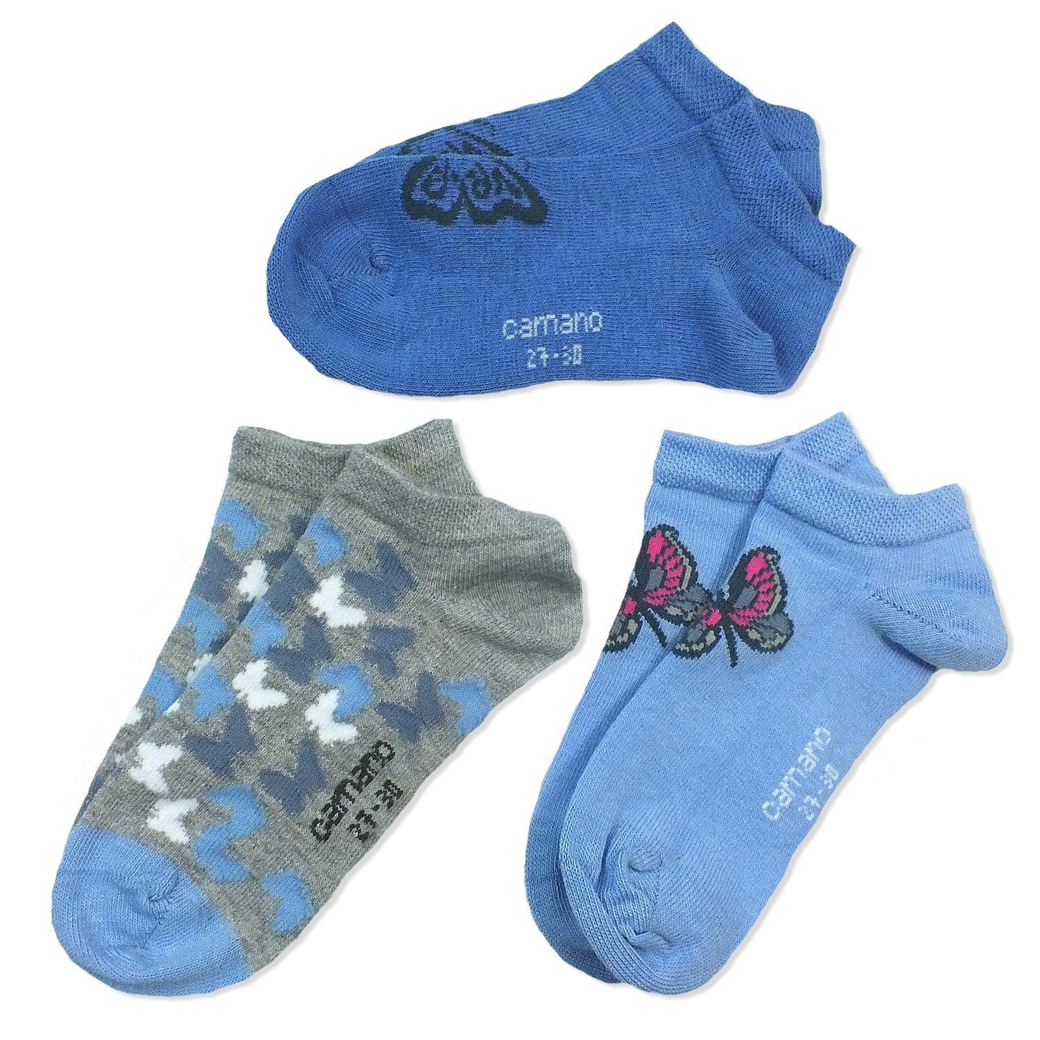 Camano Sneakersocken CA3837 (Packung, 3-Paar, 3 Paar) Kinder Socken Jungen Mädchen Baumwolle Quarter-Socken Sneakersocken