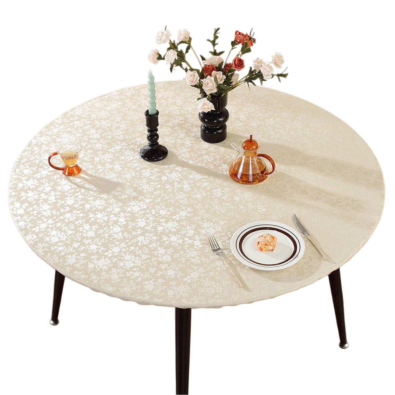 Refttenw Tischdecke Runde Tischdecke,Gartentischdecke,Wasserabweisend,mit Gummizug