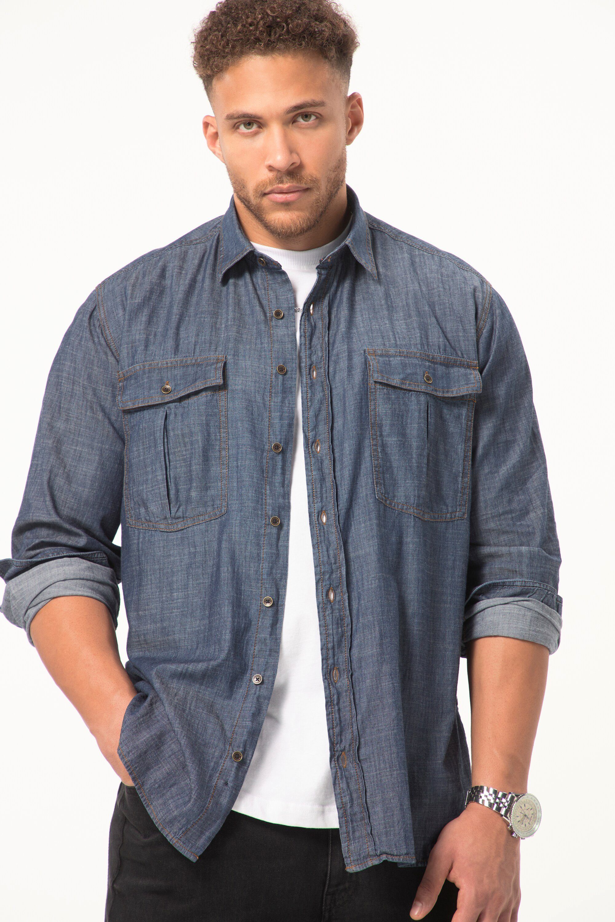 STHUGE Businesshemd STHUGE Jeans-Hemd Langarm Modern günstig online kaufen