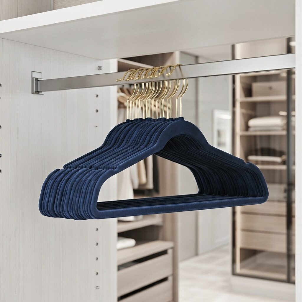 StickandShine Kleiderbügel Samt 25 Stück in verschiedenen Farben mit edlen Goldhaken im Set, (Spar-Set), Designbügel – Bild 3 von 4