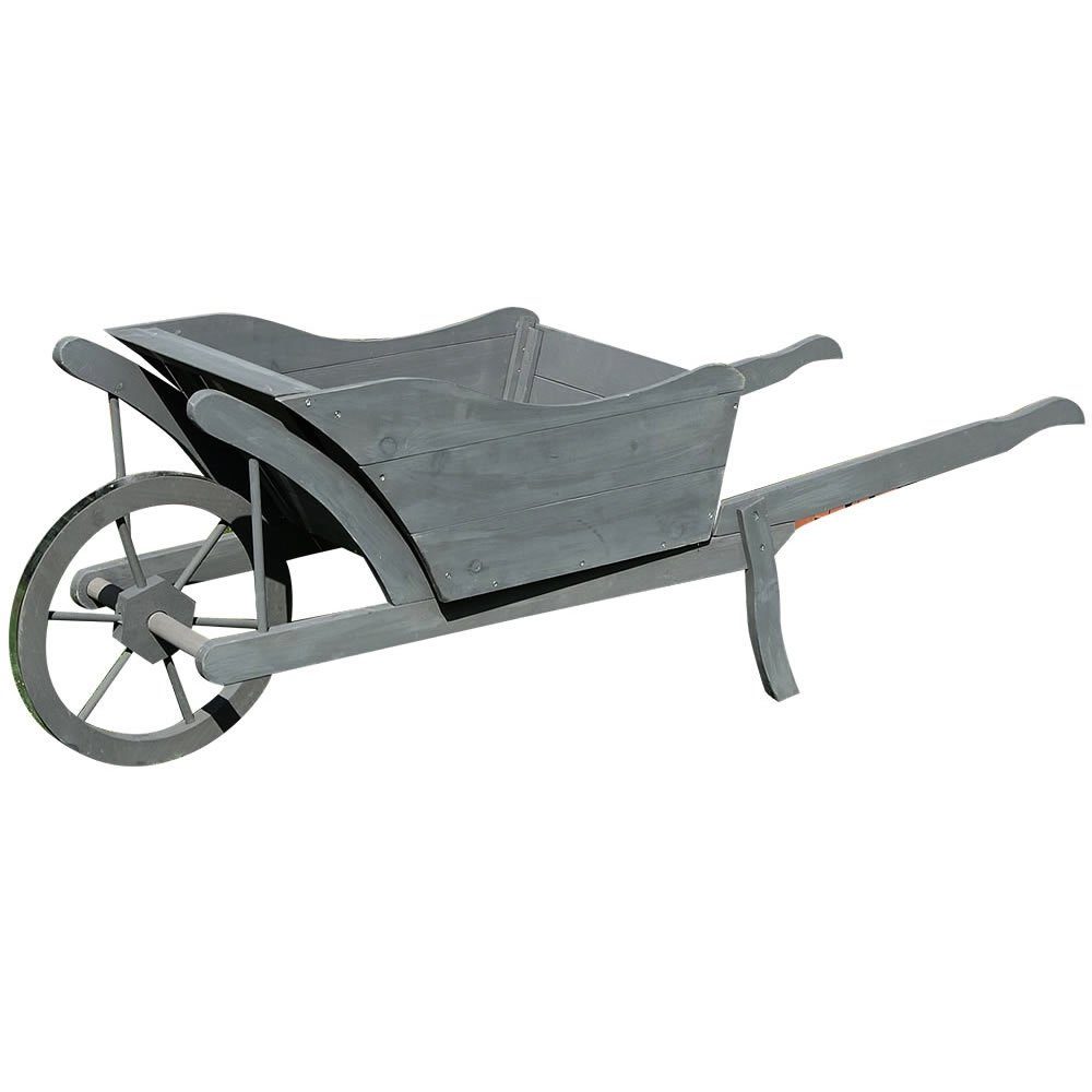 Feel2Home Blumenkasten Garten Pflanzschubkarre Schubkarre aus Holz Blumenkübel versch. Farben, Charmante Holz-Maserung